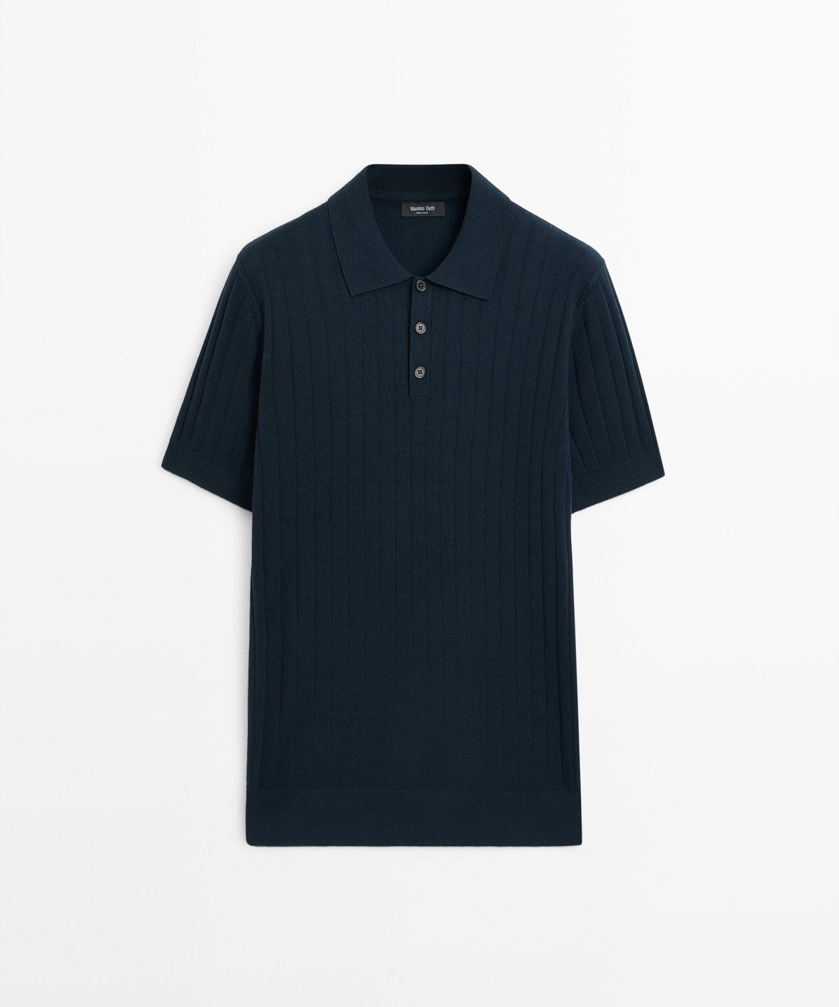 마시모두띠(MASSIMO DUTTI) 코튼 리브드 니트 폴로 셔츠