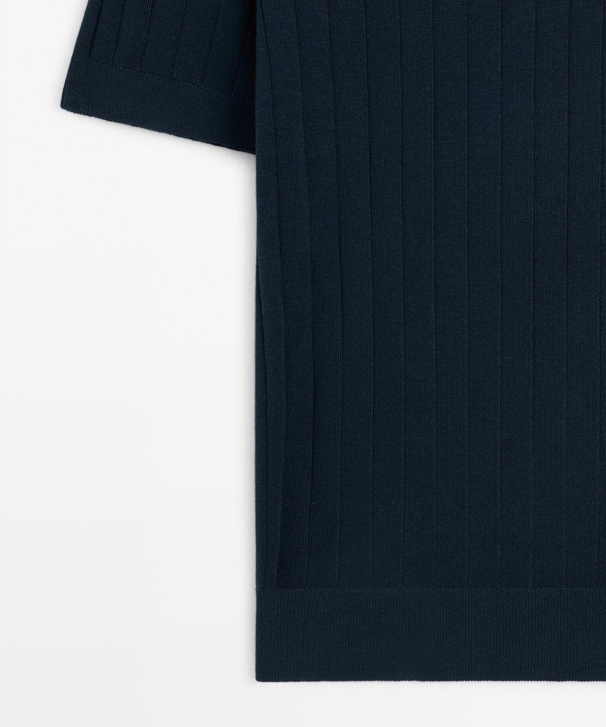 마시모두띠(MASSIMO DUTTI) 코튼 리브드 니트 폴로 셔츠