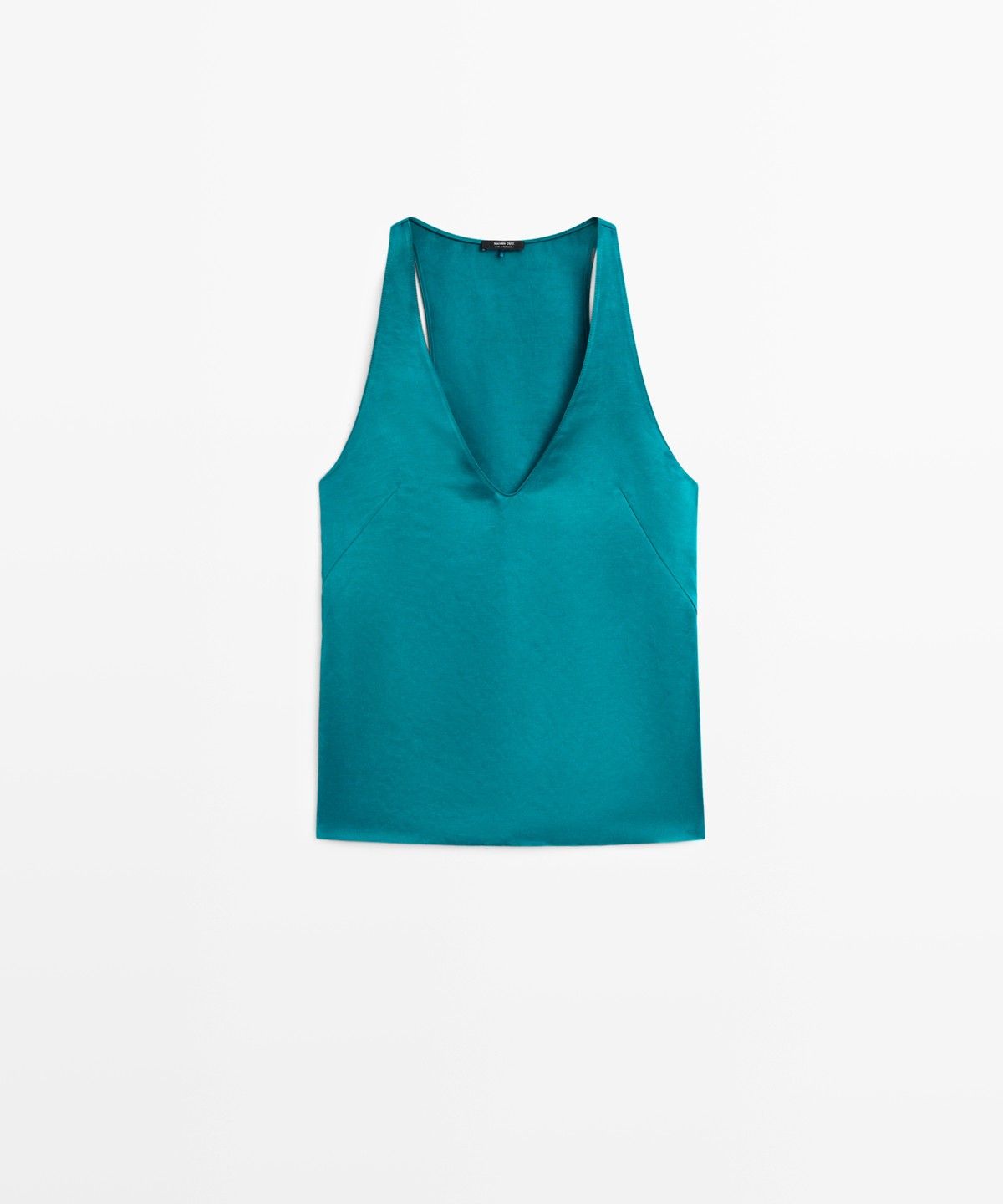 마시모두띠(MASSIMO DUTTI) 브이넥 새틴 린넨 혼방 탑
