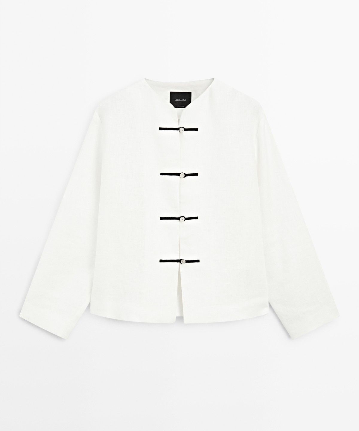 마시모두띠(MASSIMO DUTTI) 버튼 디테일 100% 린넨 플루이드 셔츠