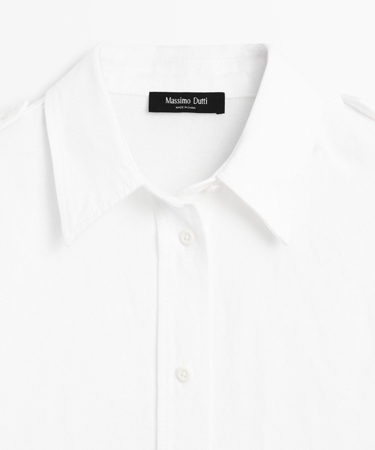 마시모두띠(MASSIMO DUTTI) 코튼 린넨 숄더 디테일 셔츠