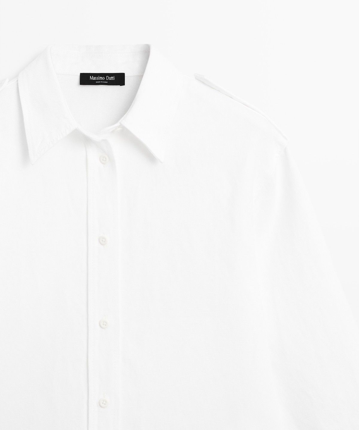 마시모두띠(MASSIMO DUTTI) 코튼 린넨 숄더 디테일 셔츠