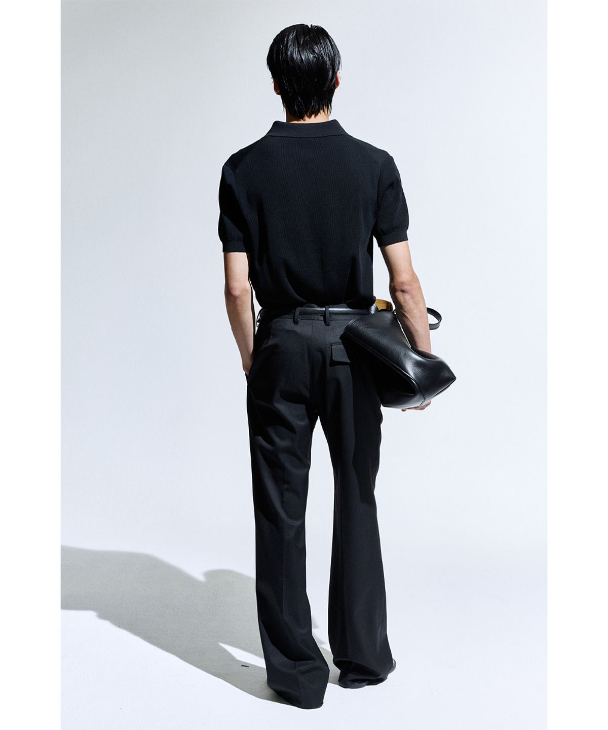 세비지(SAVAGE) Open Collar Polo Knit - Black