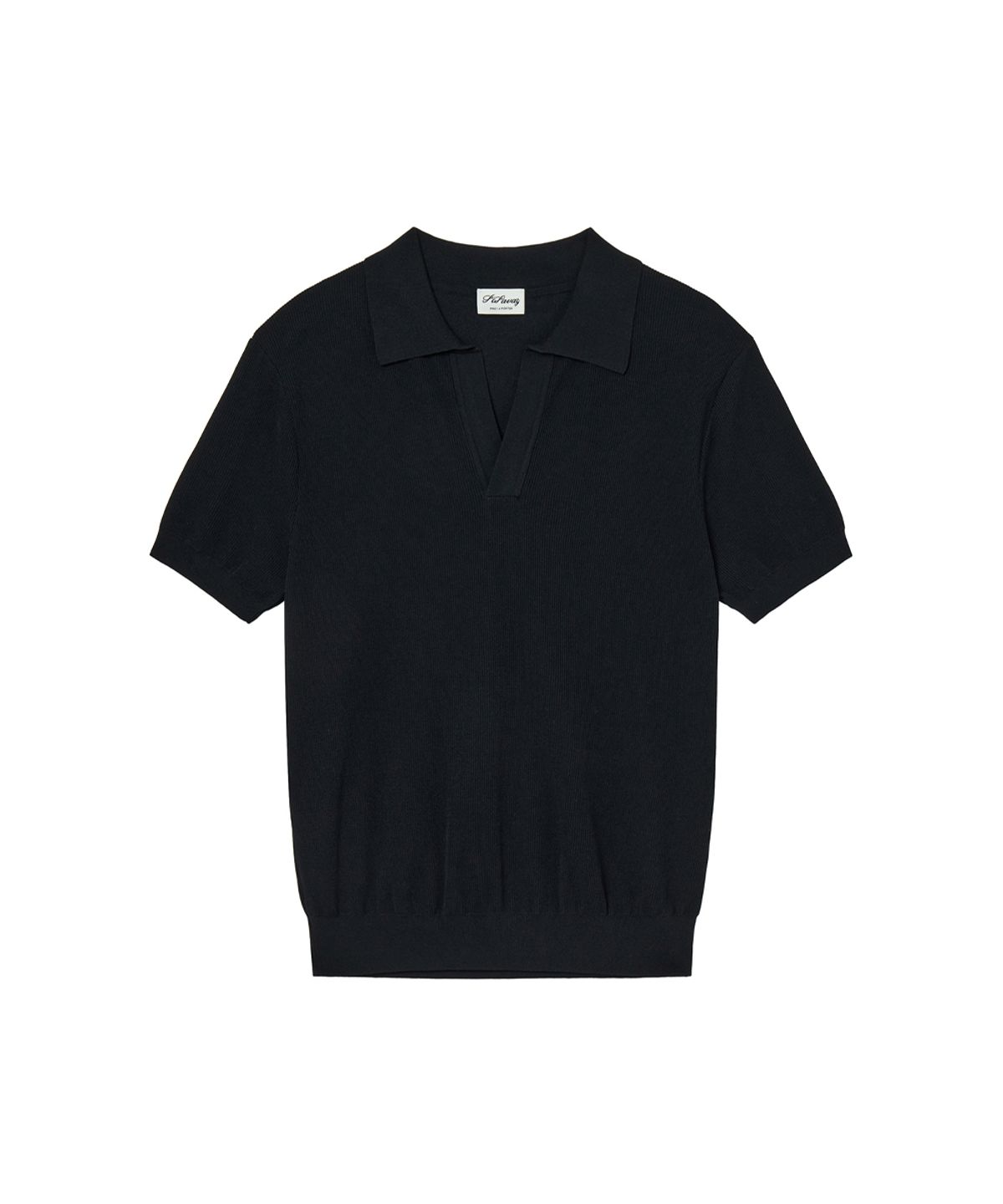 세비지(SAVAGE) Open Collar Polo Knit - Black