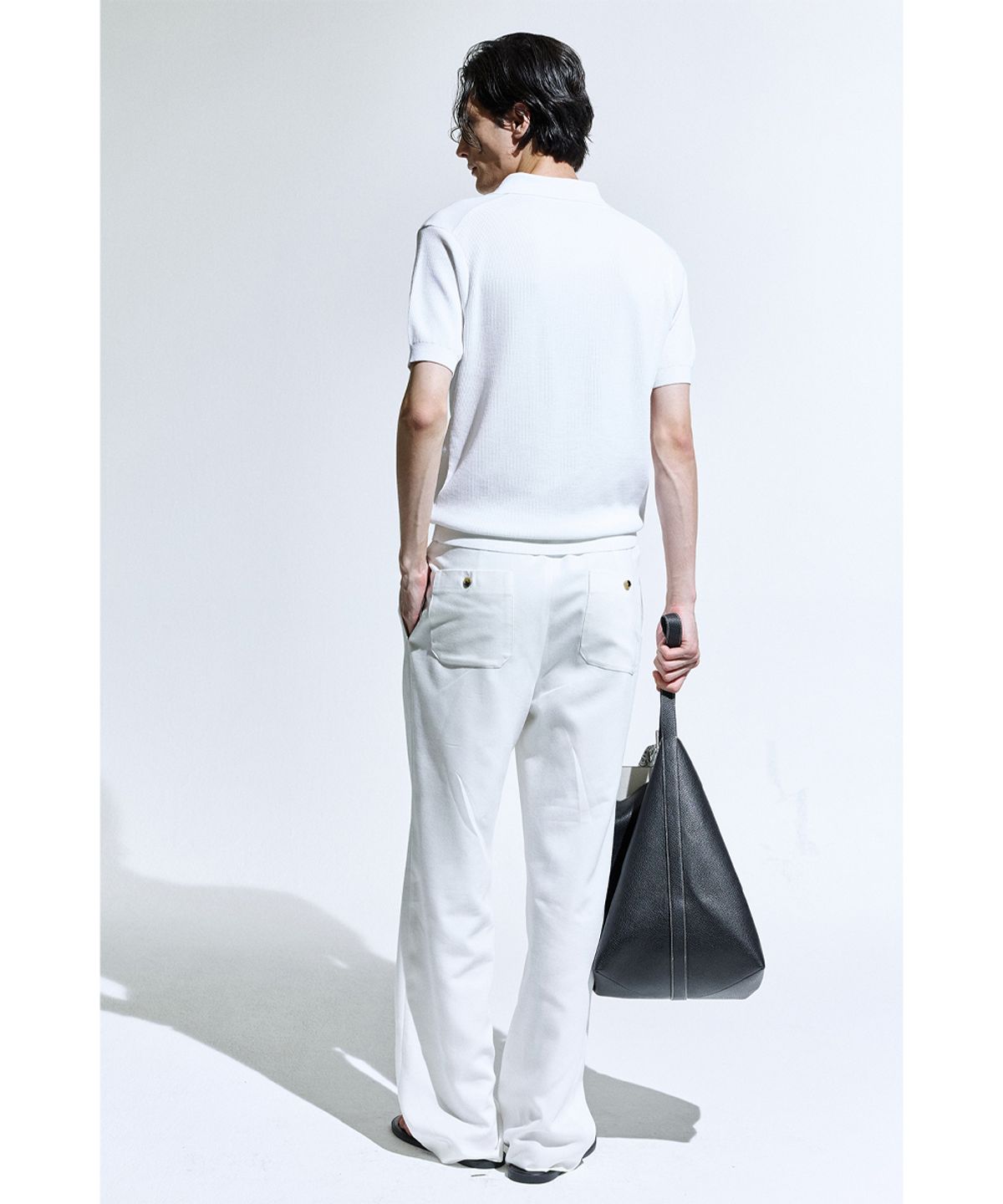 세비지(SAVAGE) Open Collar Polo Knit - Off White