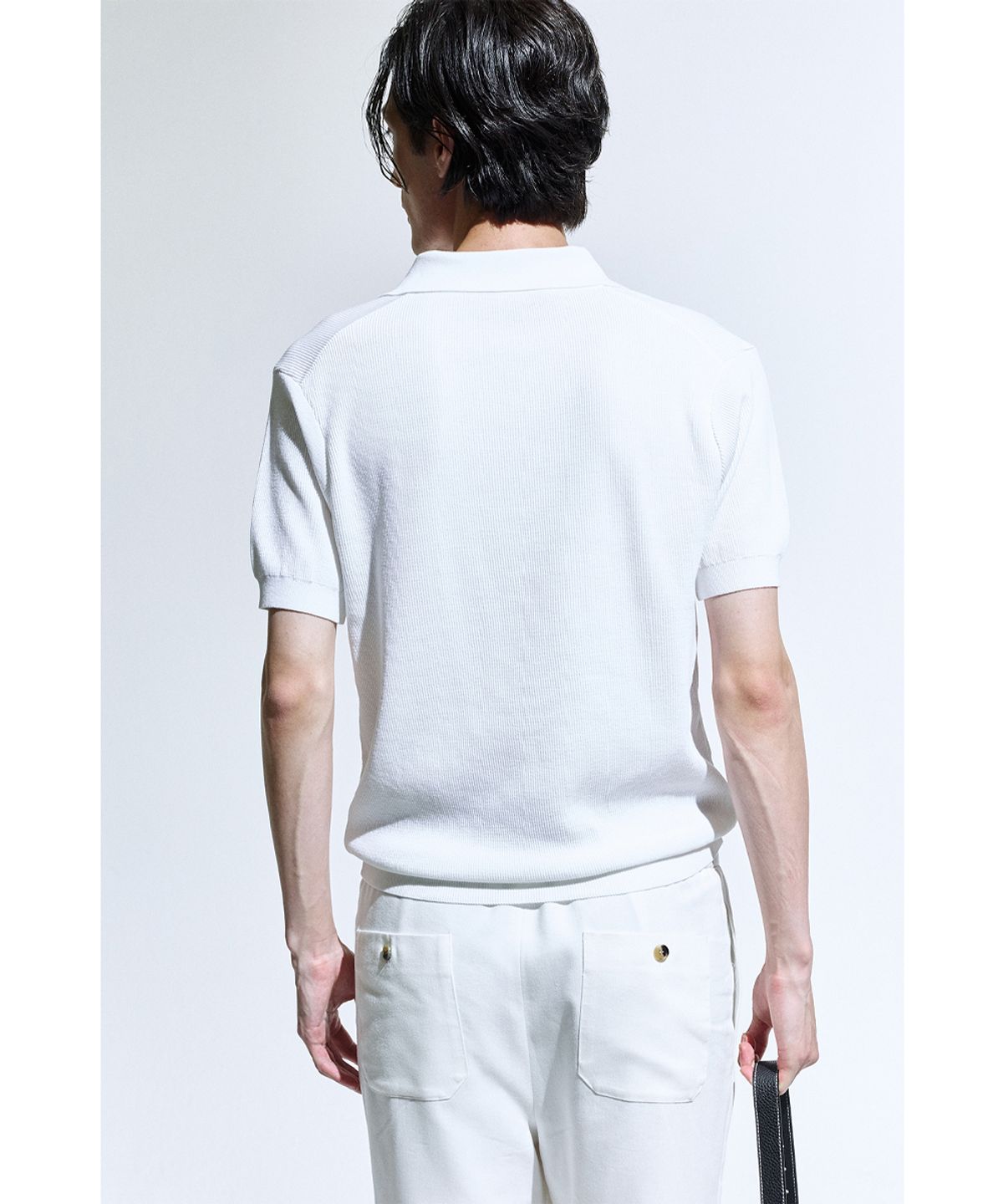 세비지(SAVAGE) Open Collar Polo Knit - Off White