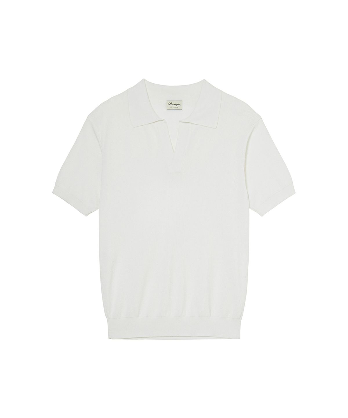 세비지(SAVAGE) Open Collar Polo Knit - Off White