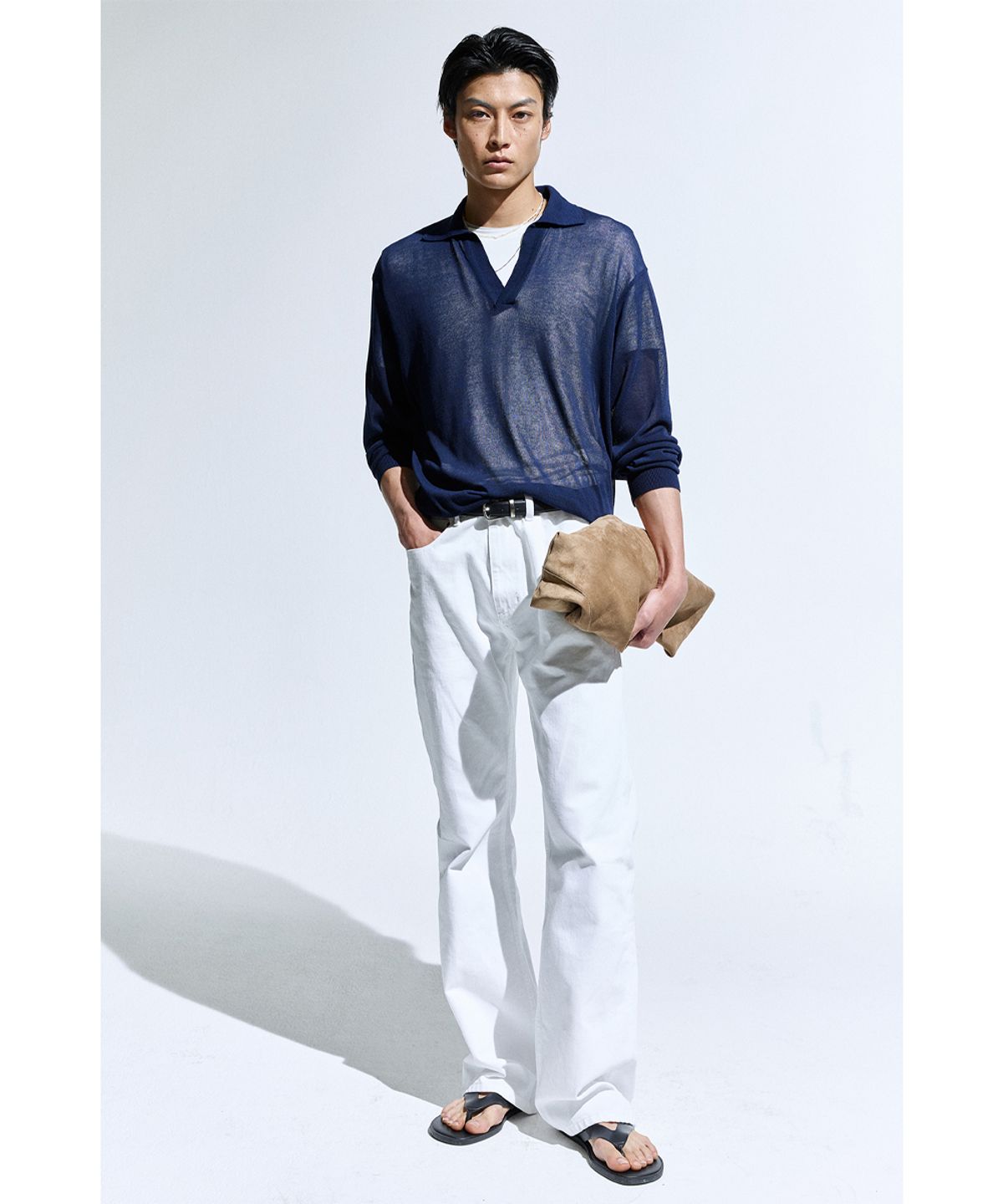 세비지(SAVAGE) Sheer Knit Pullover - Navy