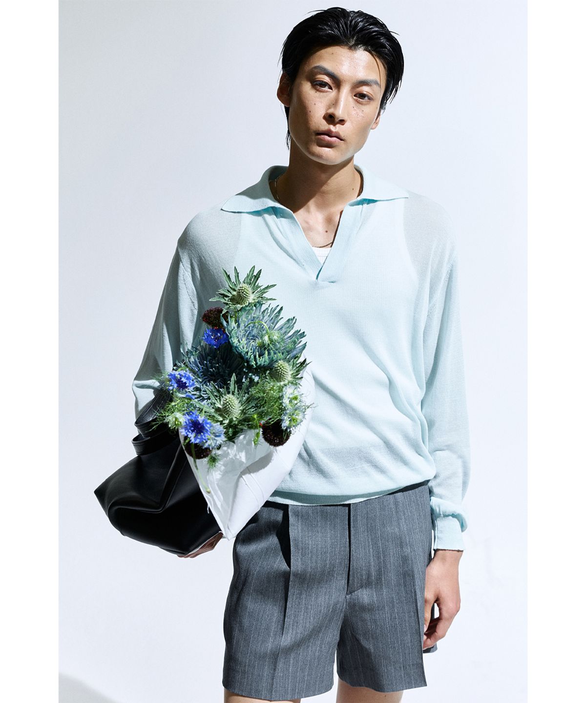 세비지(SAVAGE) Sheer Knit Pullover - Sky Blue