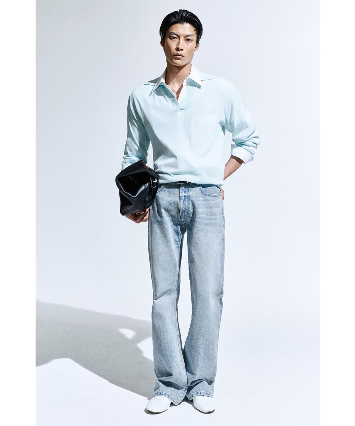 세비지(SAVAGE) Sheer Knit Pullover - Sky Blue