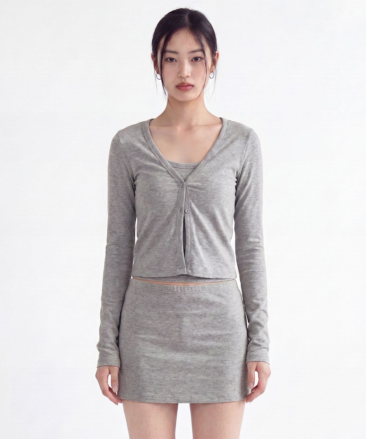 젬젬파라디(GEMGEM PARADIS) 보니 카디건 MELANGE GREY