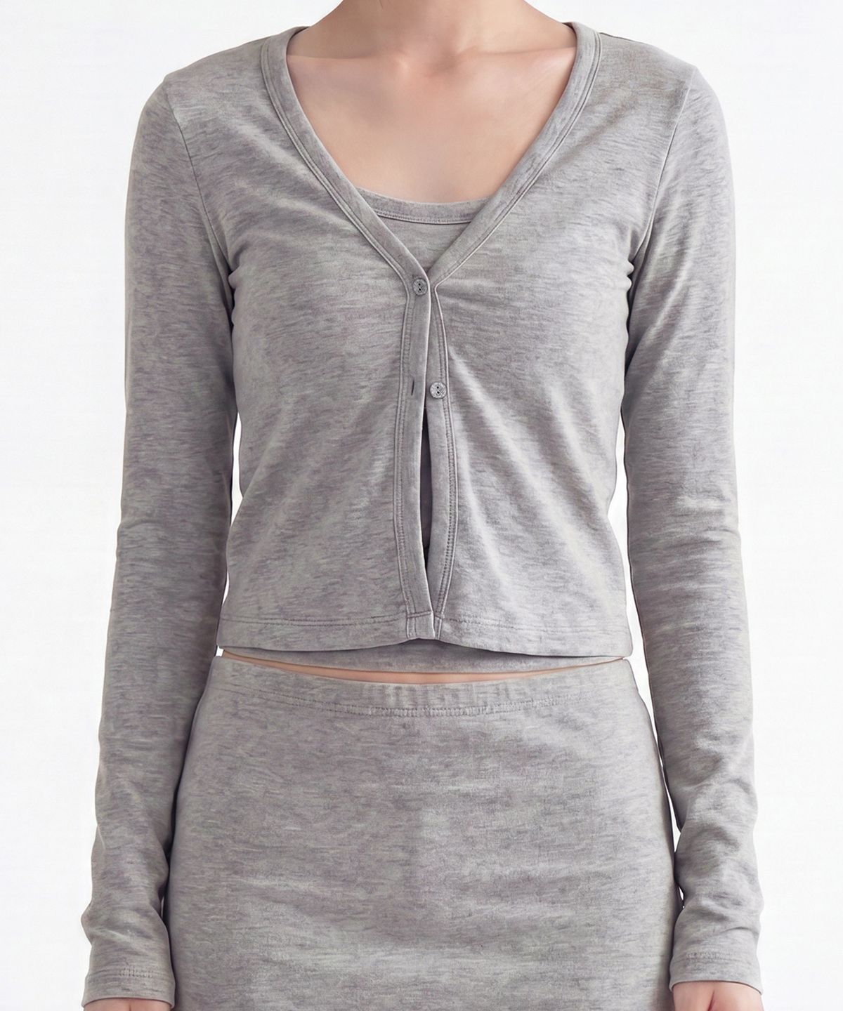 젬젬파라디(GEMGEM PARADIS) 보니 카디건 MELANGE GREY