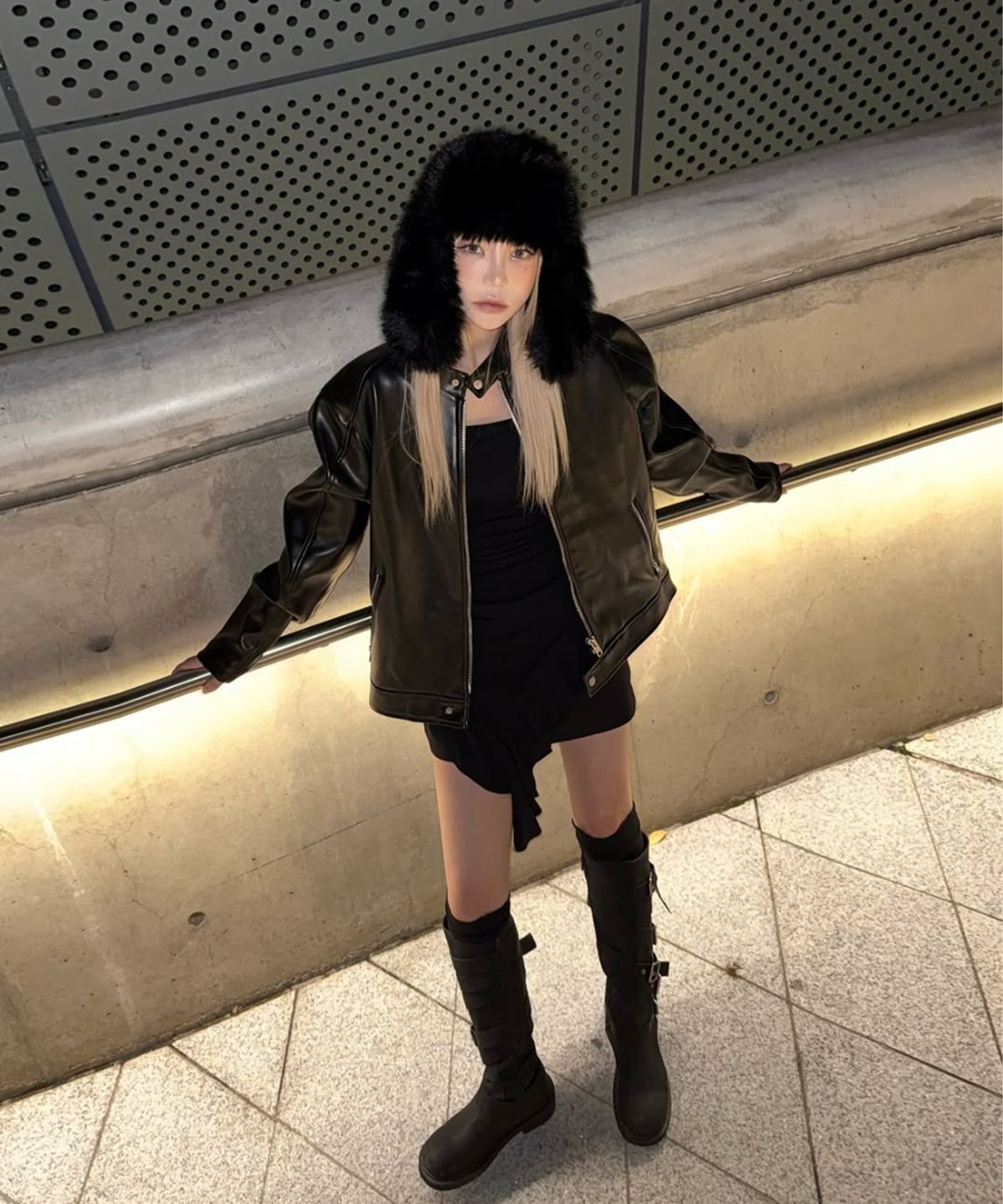프로젝트 웨이브(PROJECT WAVE) Void Quilting Leather Jacket