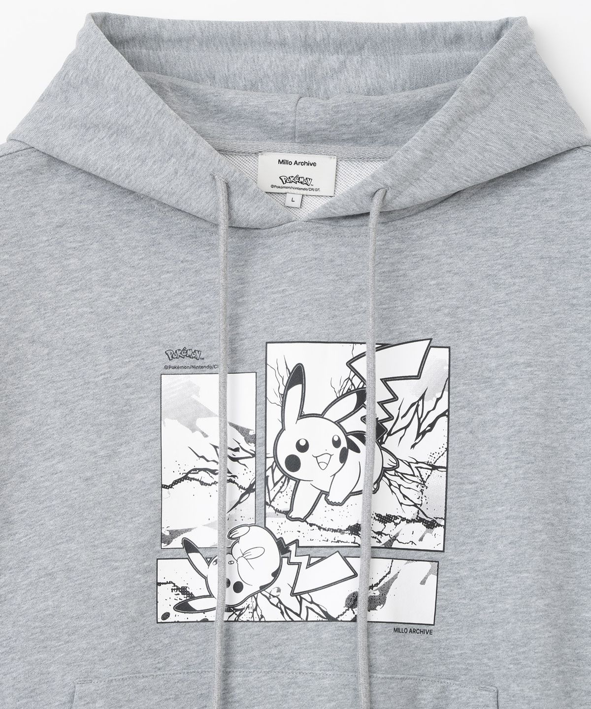 밀로 아카이브(MILLO ARCHIVE) [Pokémon] 카툰 피카츄 후드 [멜란지 그레이]