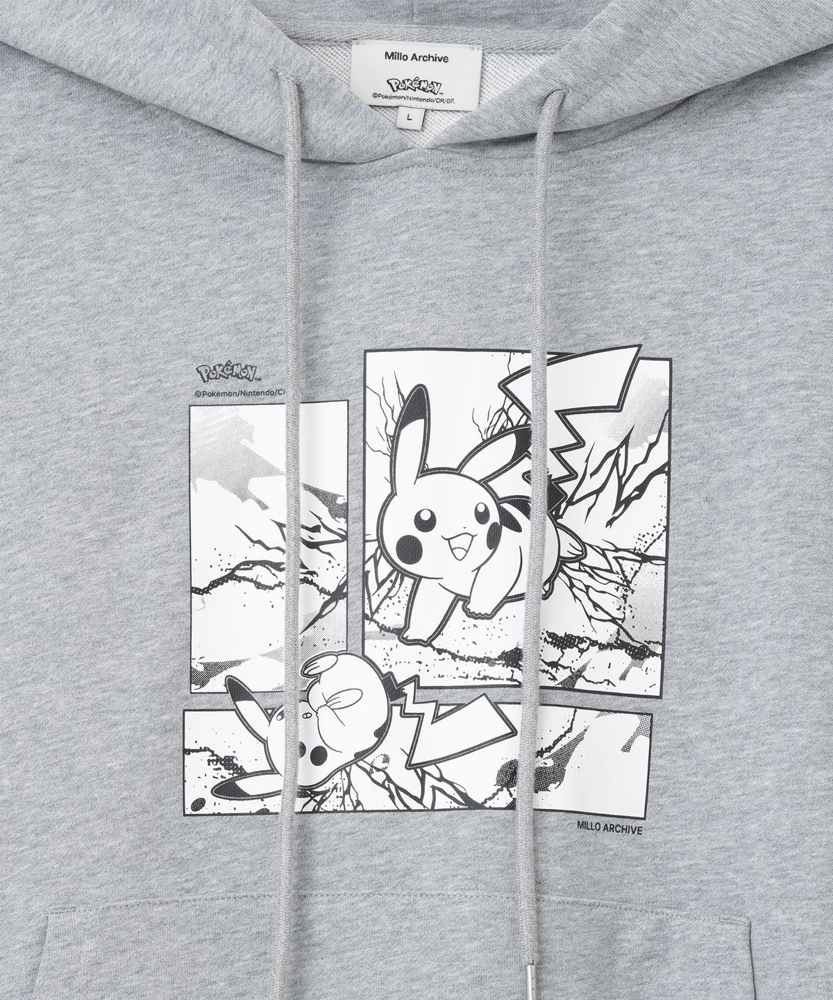 밀로 아카이브(MILLO ARCHIVE) [Pokémon] 카툰 피카츄 후드 [멜란지 그레이]