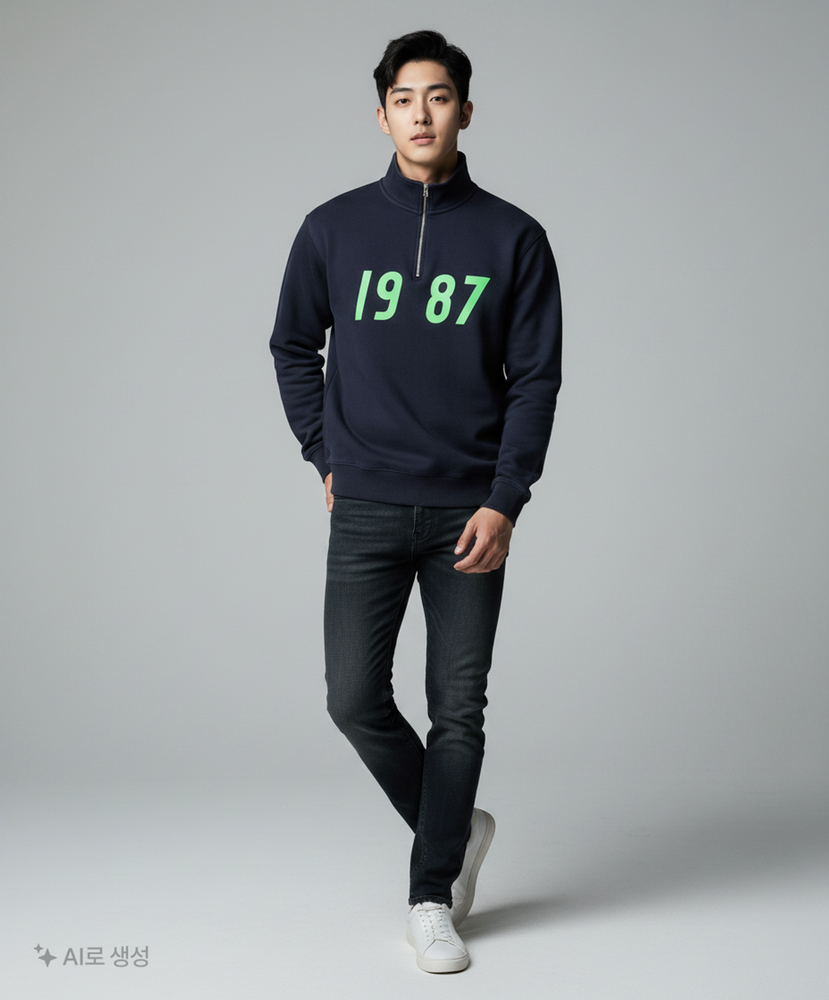 엠엠엘지(MMLG) [Mmlg] 1987 HALF ZIP SWEAT (PURPLE NAVY) M