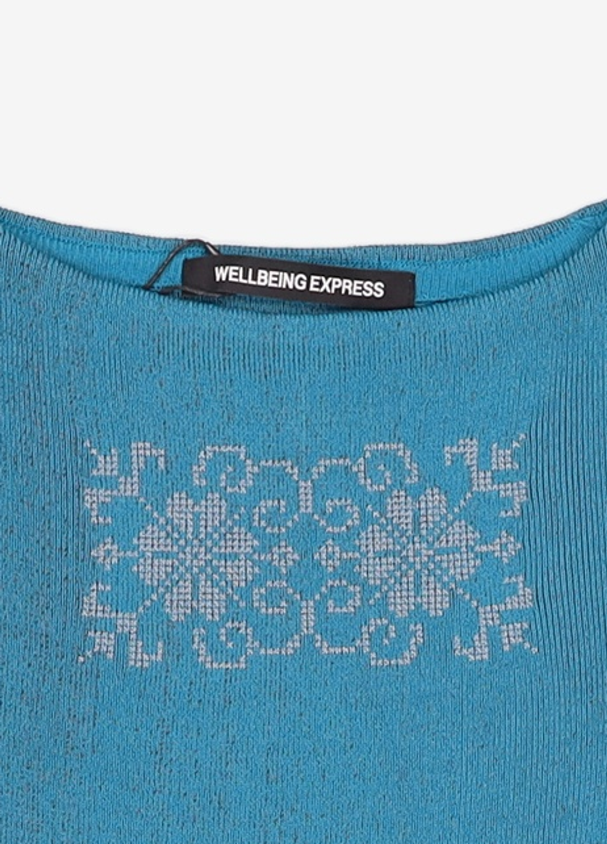 웰빙익스프레스(WELLBEING EXPRESS) Embroidered Slit Knit Top Teal S