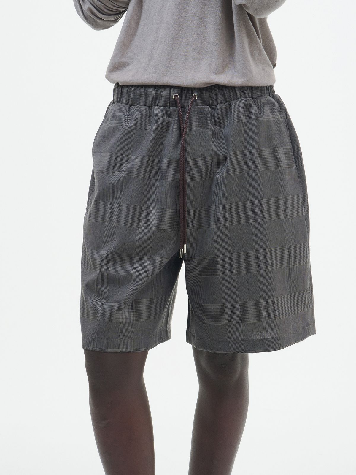 포커페이스(POKERFACE) BANDING BERMUDA PANTS WOOL CHECK