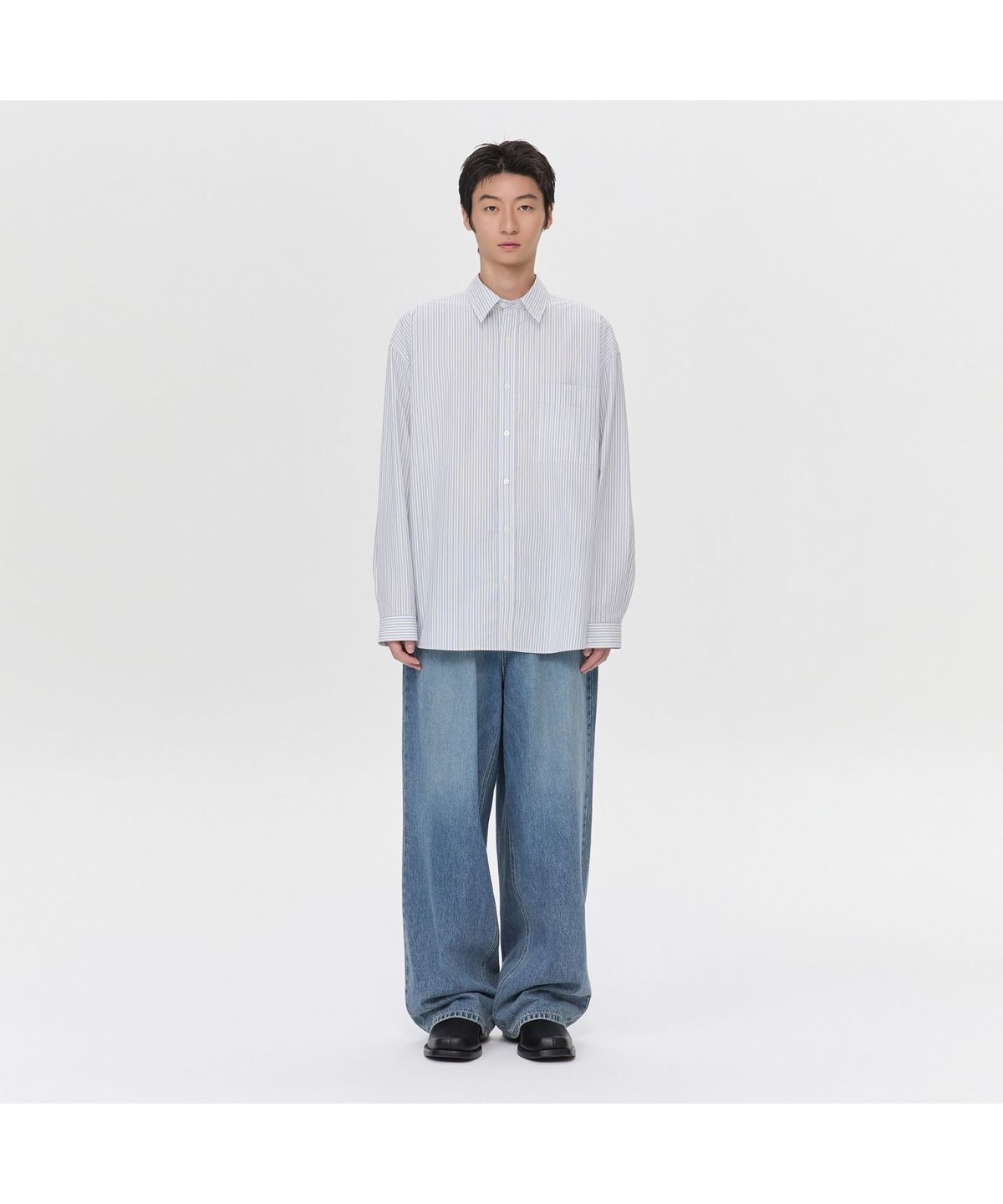 커스텀멜로우(CUSTOMELLOW) Blue Wide Fit Drawstring Jeans CWPAM26394BUX