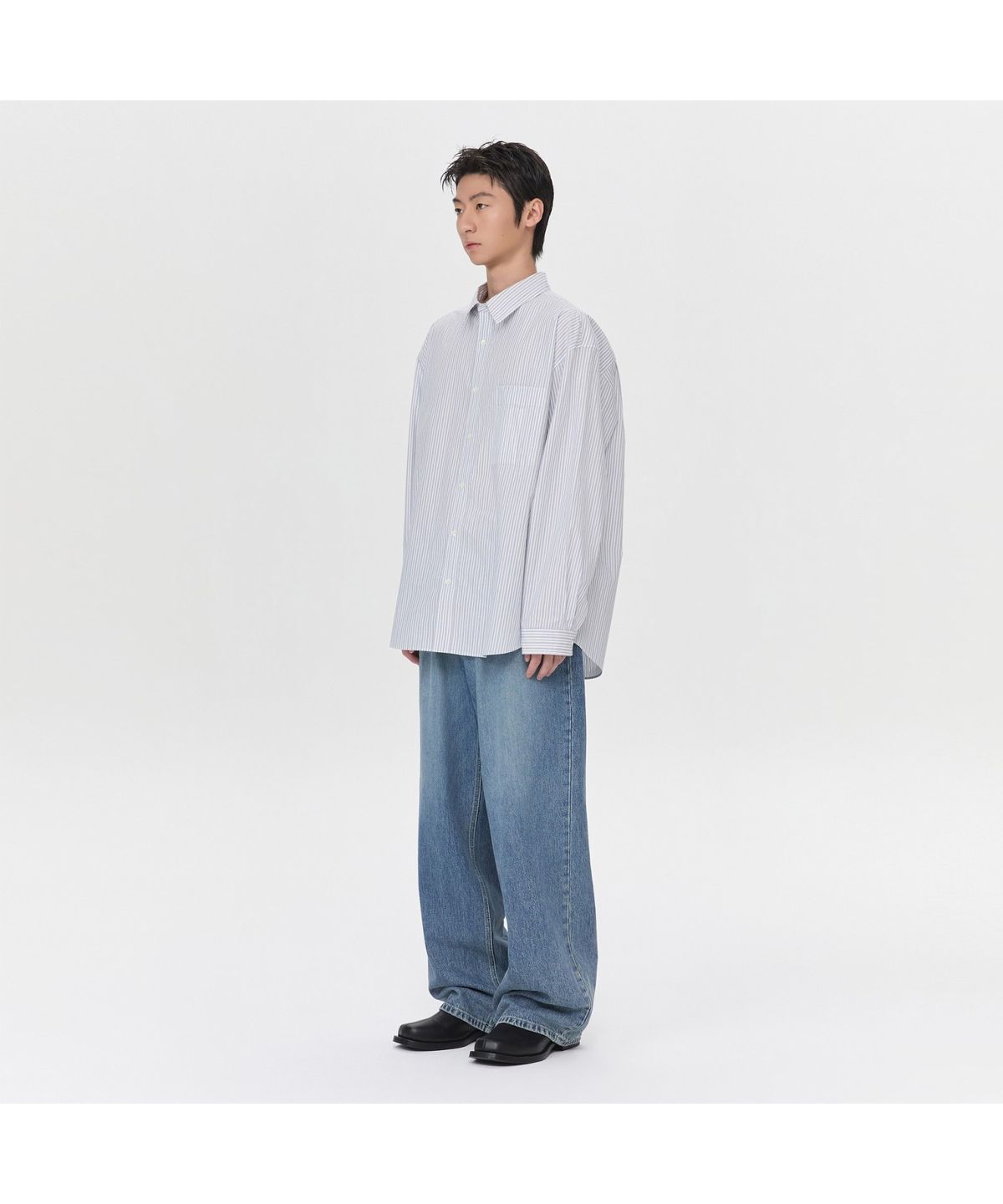 커스텀멜로우(CUSTOMELLOW) Blue Wide Fit Drawstring Jeans CWPAM26394BUX