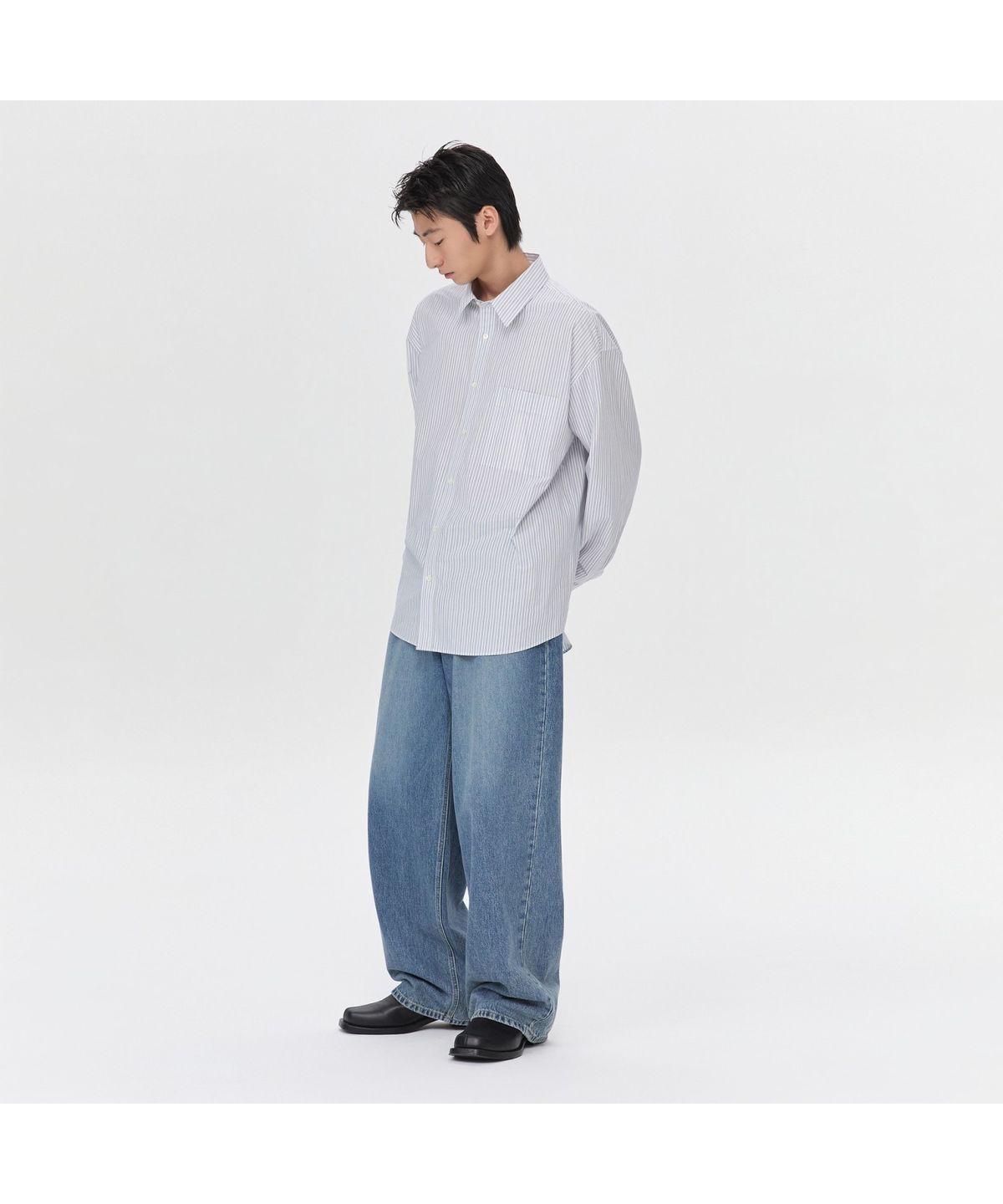 커스텀멜로우(CUSTOMELLOW) Blue Wide Fit Drawstring Jeans CWPAM26394BUX