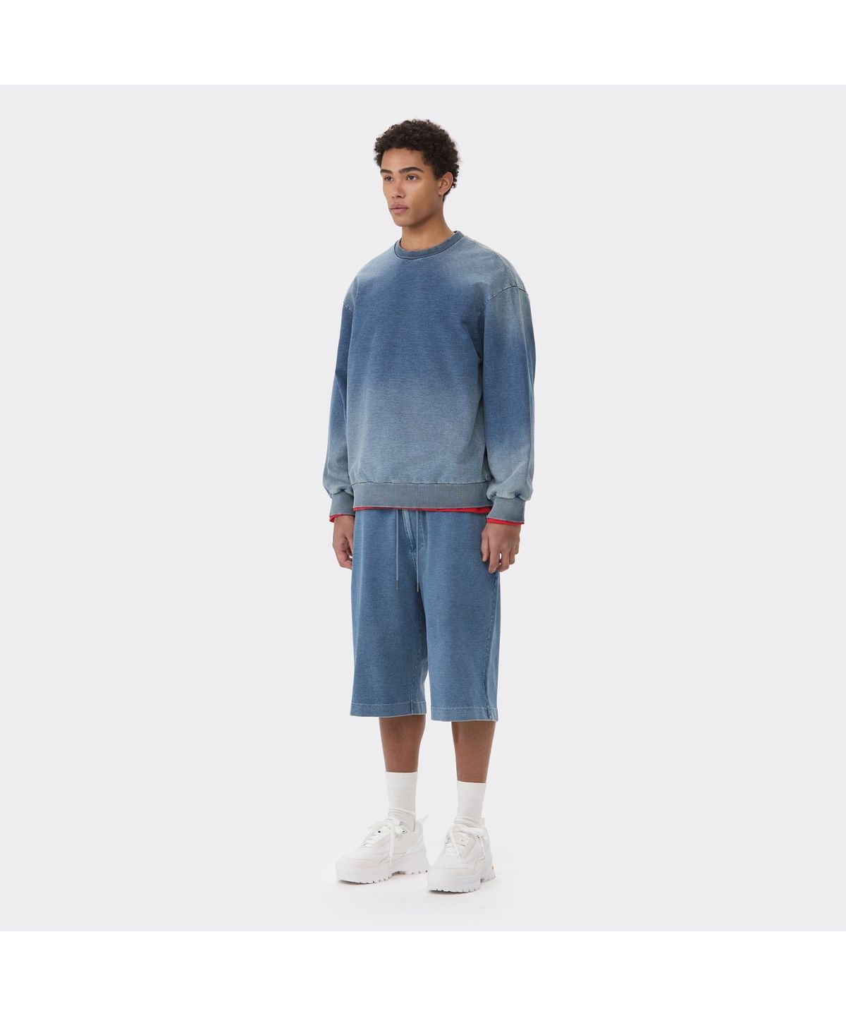 커스텀멜로우(CUSTOMELLOW) Blue Two Tone Sweat Shorts CWPAM26372BUX