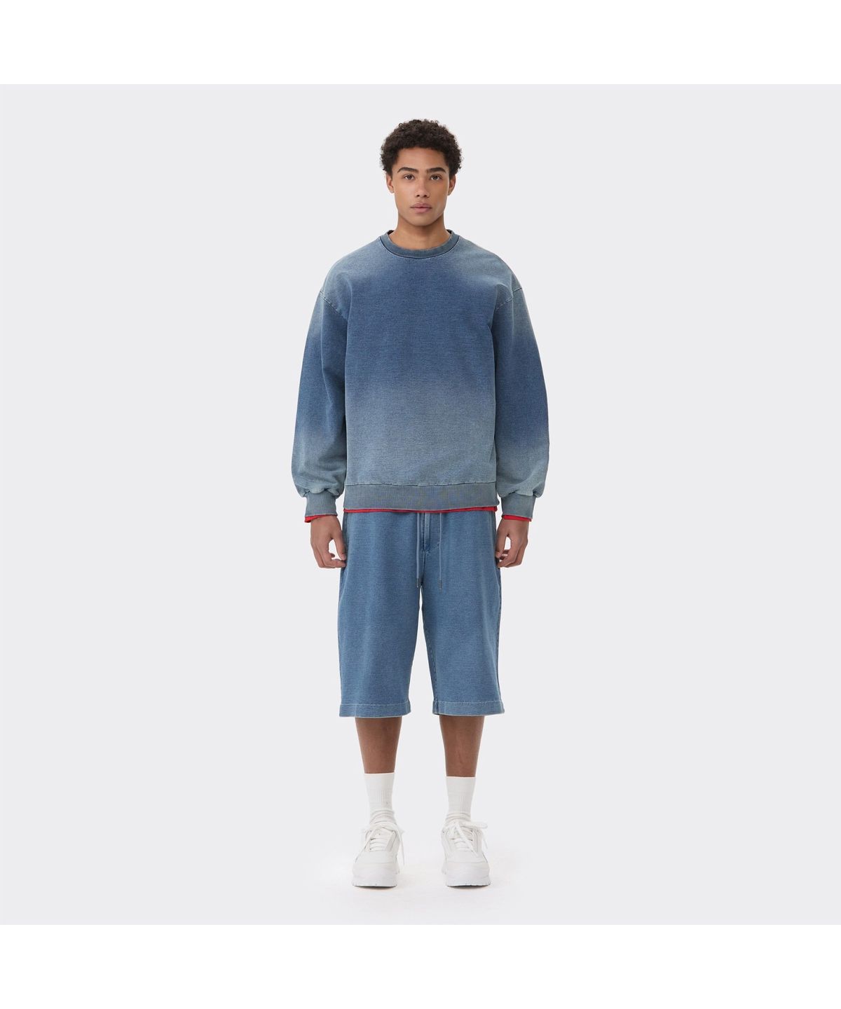 커스텀멜로우(CUSTOMELLOW) Blue Two Tone Sweat Shorts CWPAM26372BUX