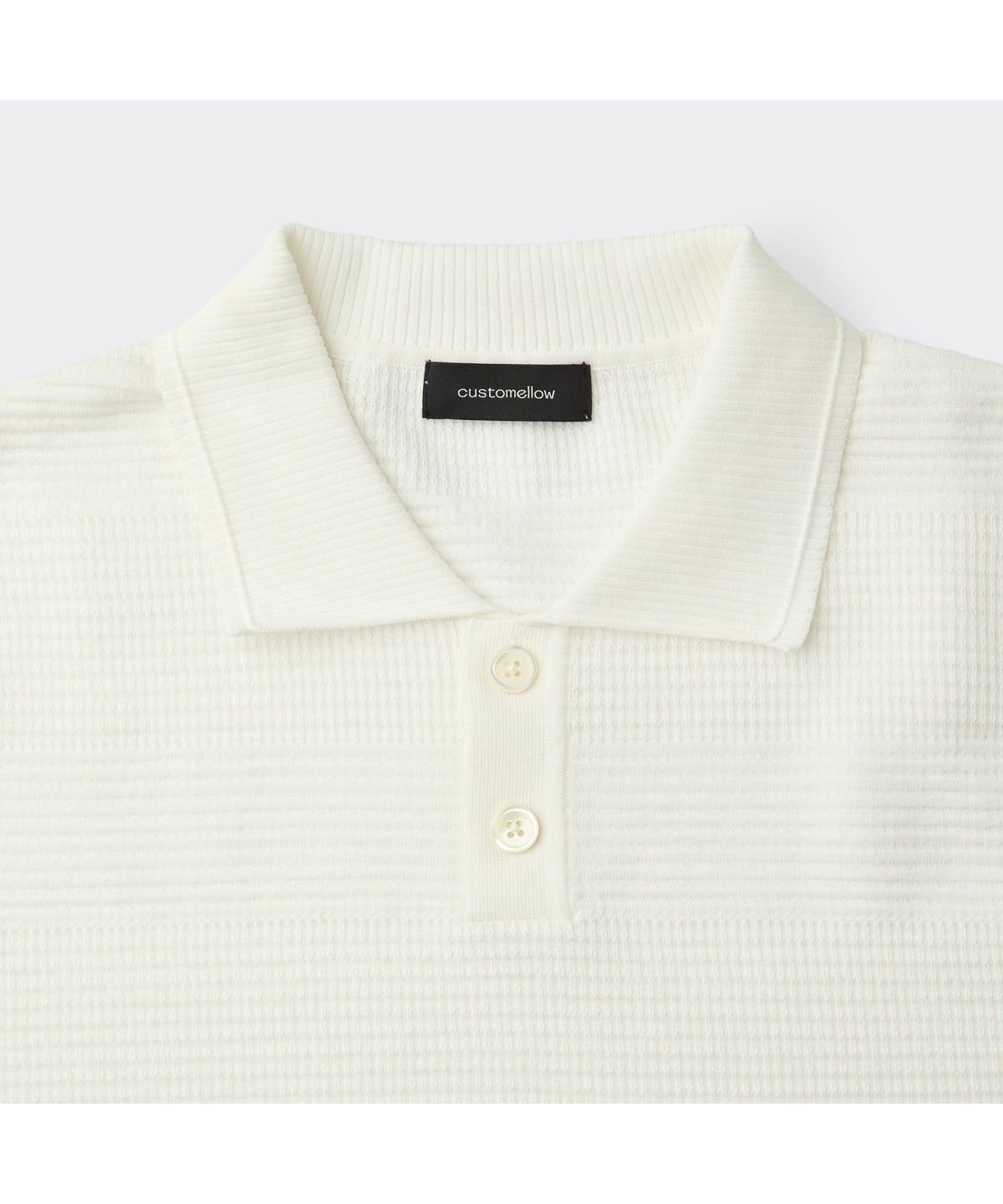 커스텀멜로우(CUSTOMELLOW) Ivory Stripes Textured Collar Sweater CWWAM26411IVX
