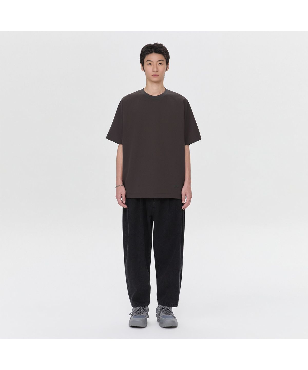 커스텀멜로우(CUSTOMELLOW) Grey Woven T-shirt CWTAM26612GYD