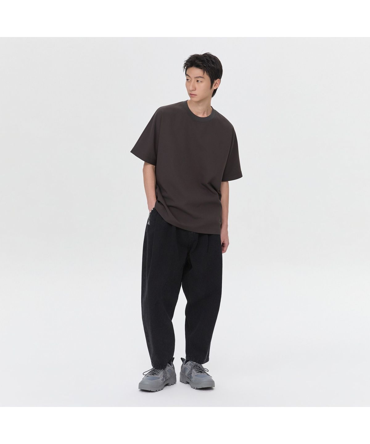 커스텀멜로우(CUSTOMELLOW) Grey Woven T-shirt CWTAM26612GYD