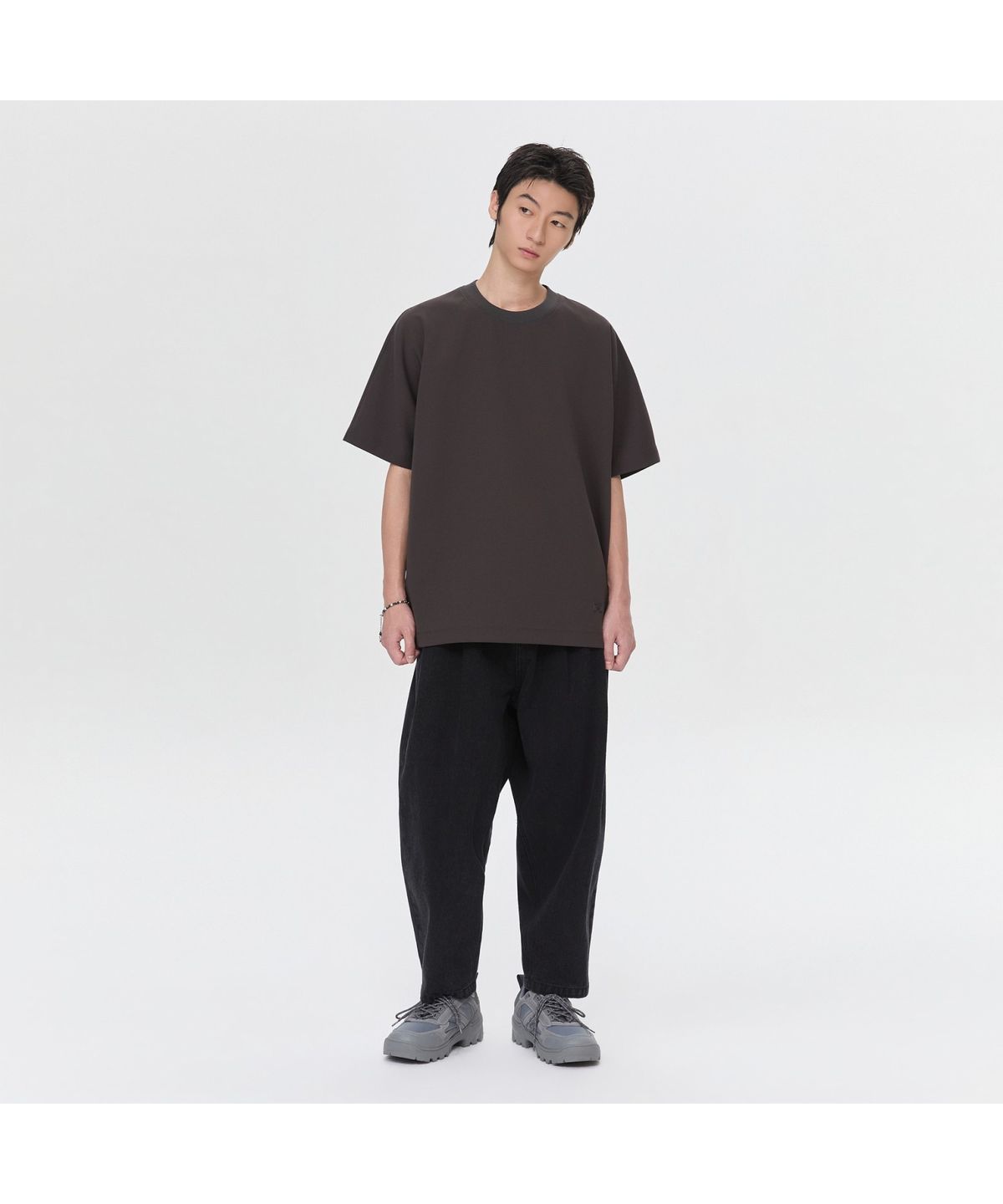 커스텀멜로우(CUSTOMELLOW) Grey Woven T-shirt CWTAM26612GYD