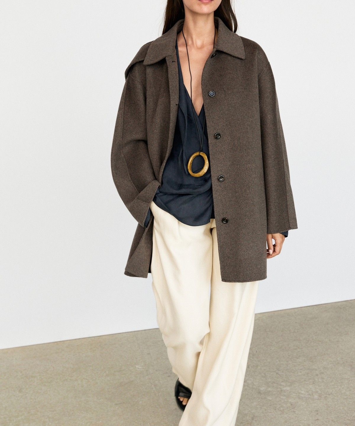 마시모두띠(MASSIMO DUTTI) 멜란지 울 블렌드 코트