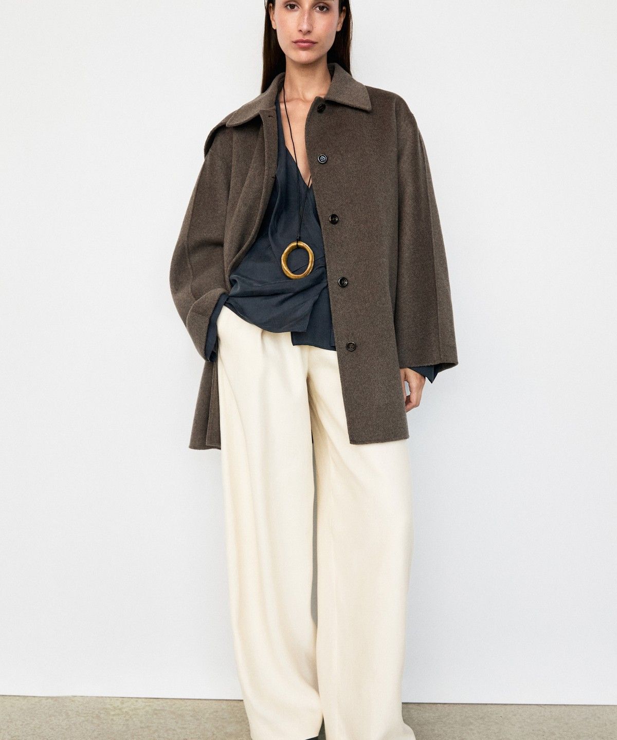 마시모두띠(MASSIMO DUTTI) 멜란지 울 블렌드 코트