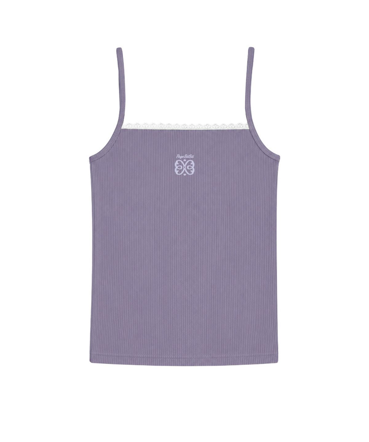 페이지시시(PAGESIISII) SiiSii 로고 프린팅 레이스 포인트 슬리브리스 라벤더
