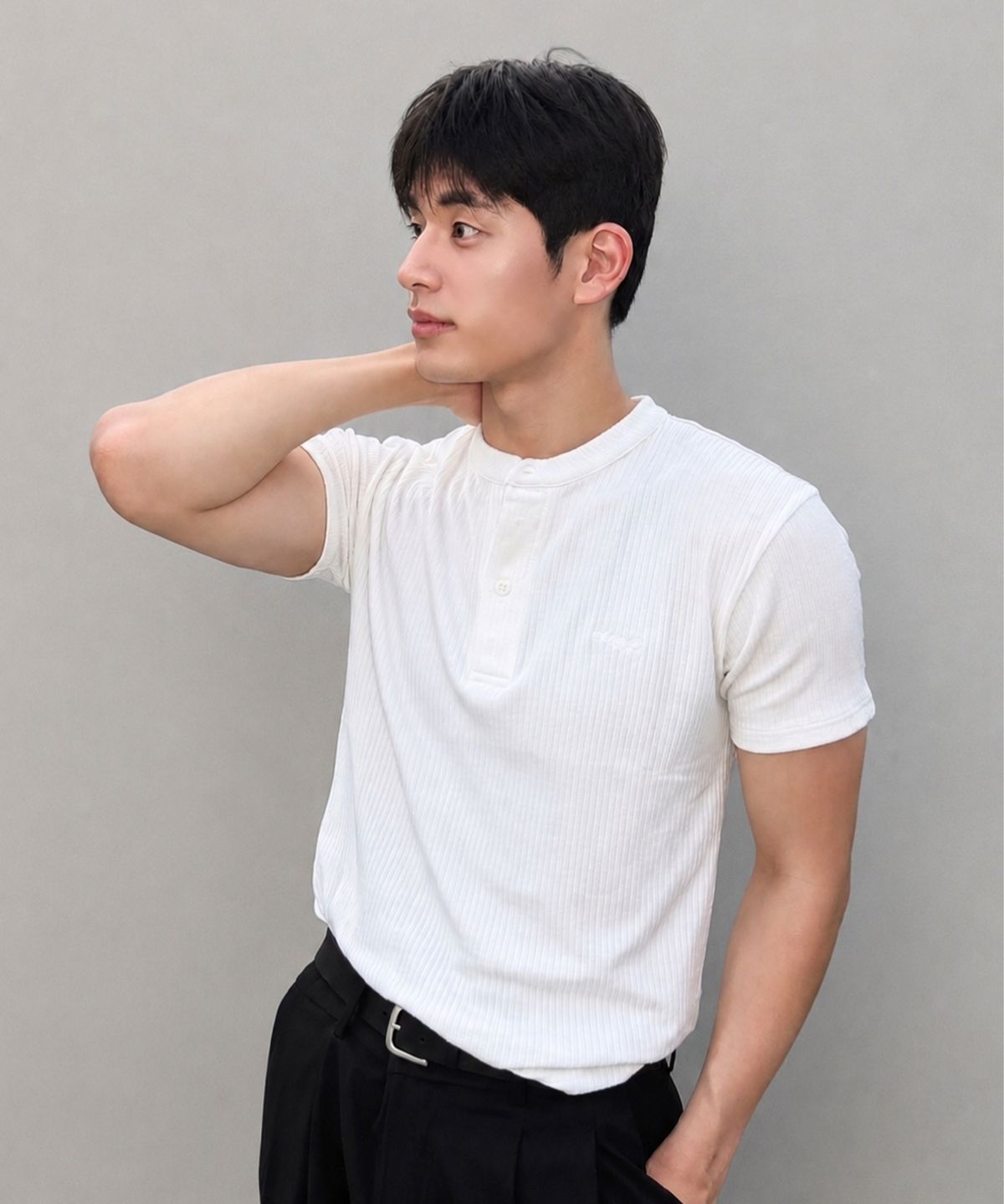 피알씨에스에스(PRCSS) Refined Henley Tee - White