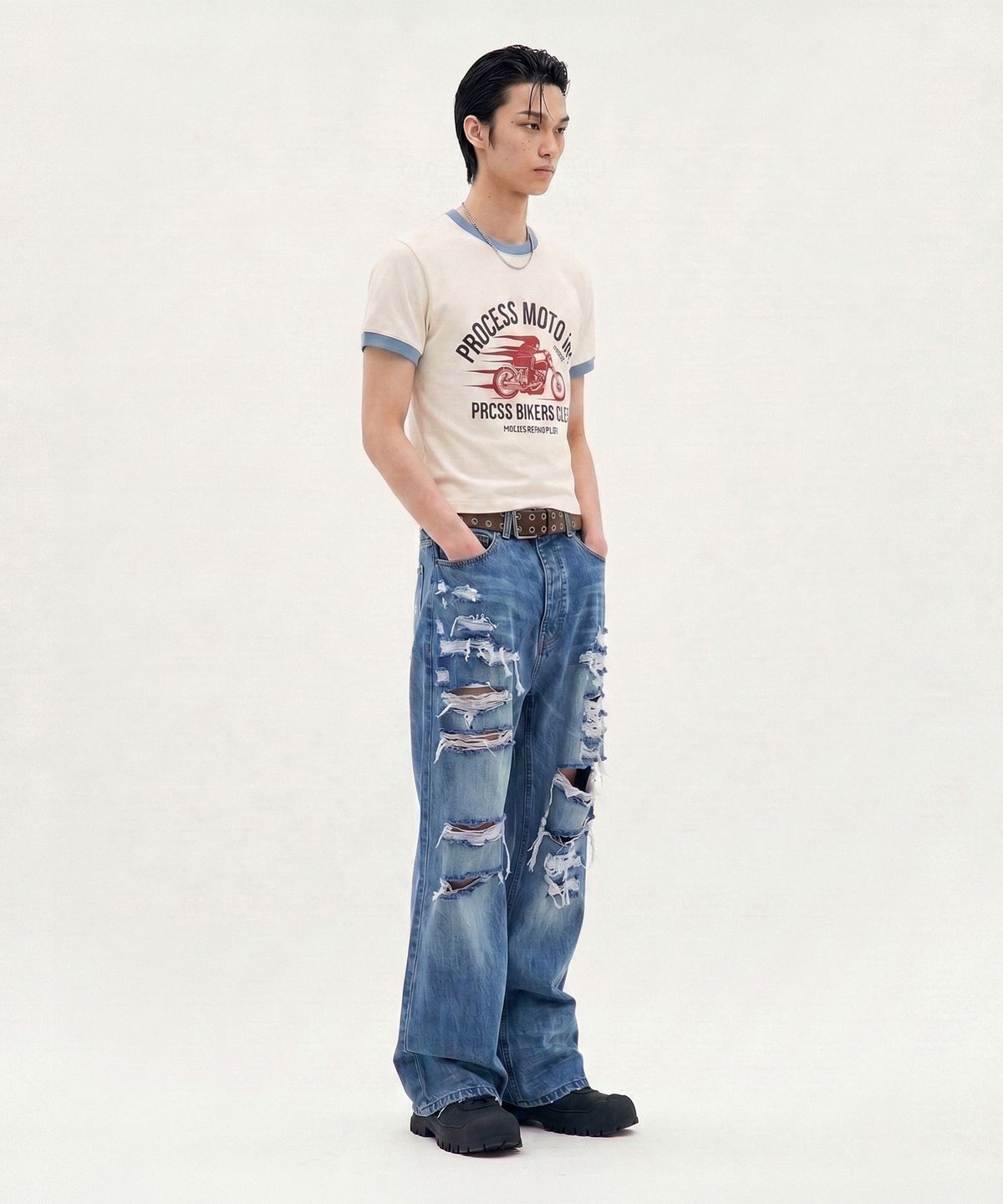피알씨에스에스(PRCSS) ringer crop tee - Cream