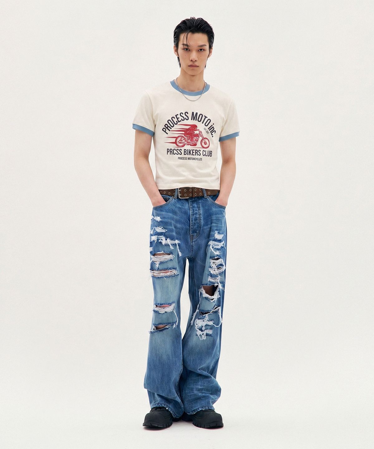 피알씨에스에스(PRCSS) ringer crop tee - Cream