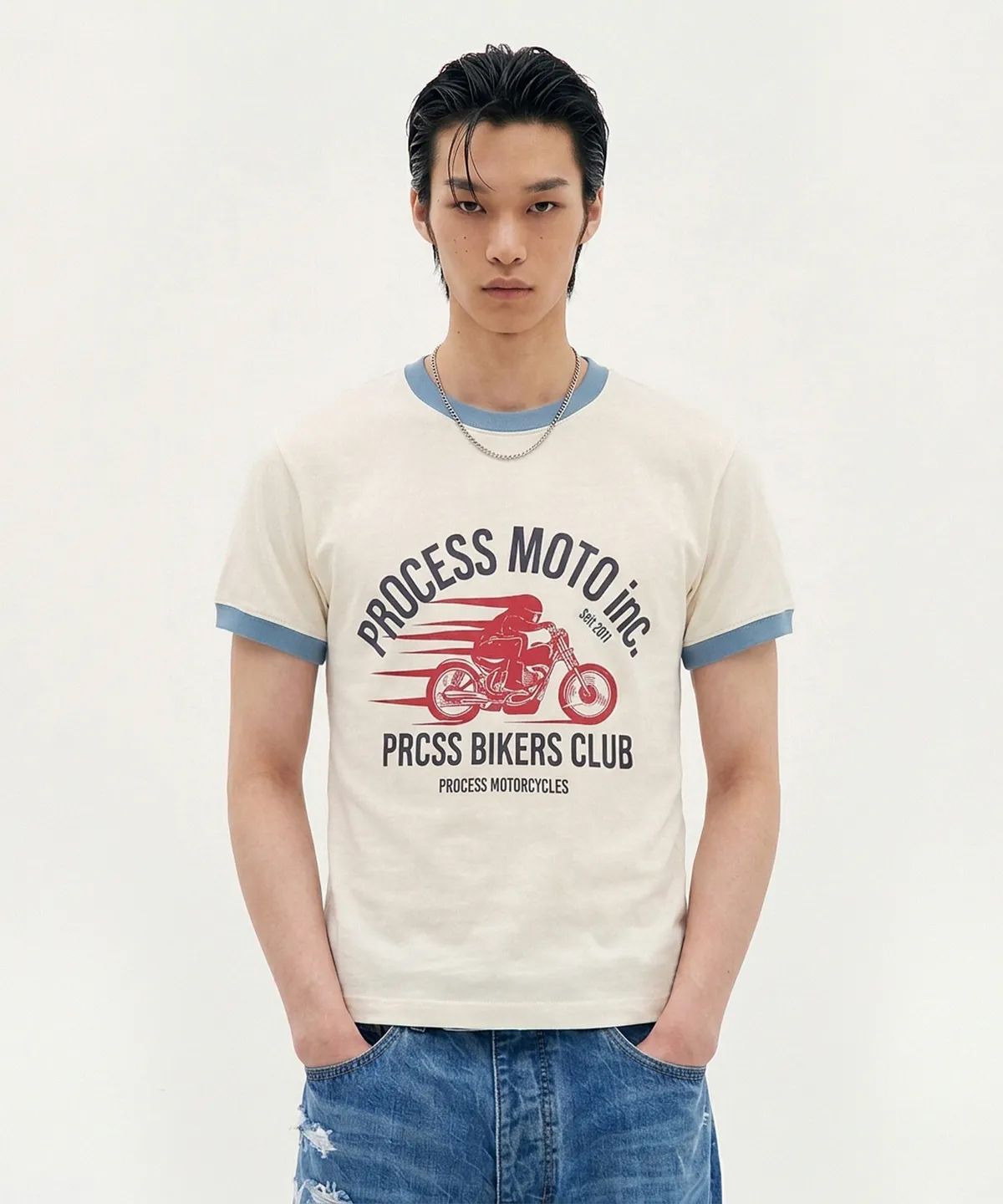 피알씨에스에스(PRCSS) ringer crop tee - Cream