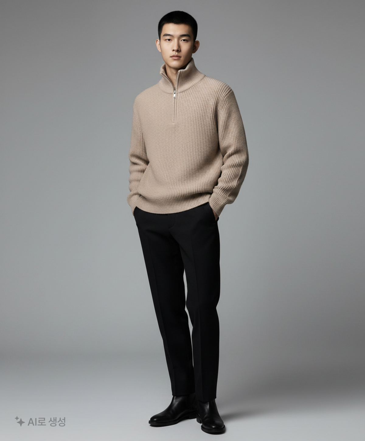 키뮤어(KIIMUIR) (22FW)(5 COLOR) 코튼 워셔블 하프 반집업 니트 M