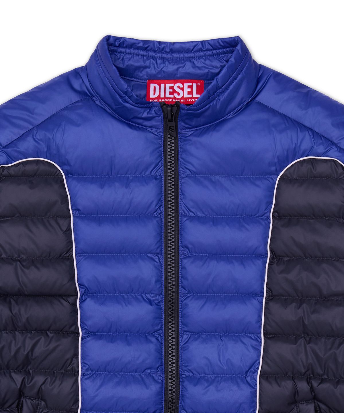 디젤(DIESEL) W-파일럿 블록 경량 패딩 - 블루:블랙 / A235280GSBE89W