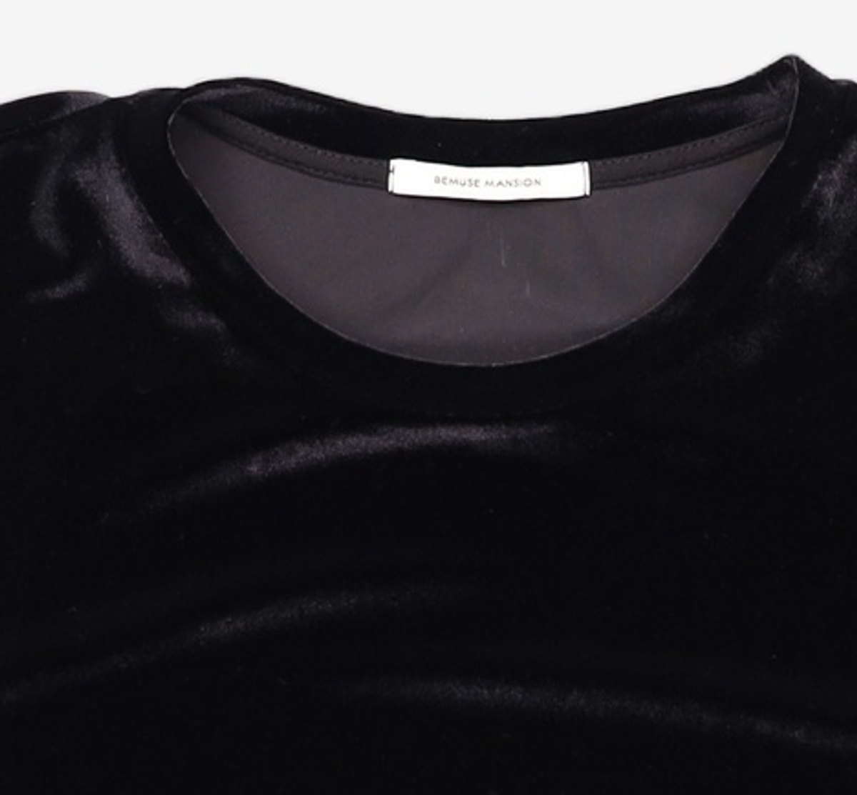 비뮤즈맨션(BEMUSE MANSION) Velvet curved tee - Black 34