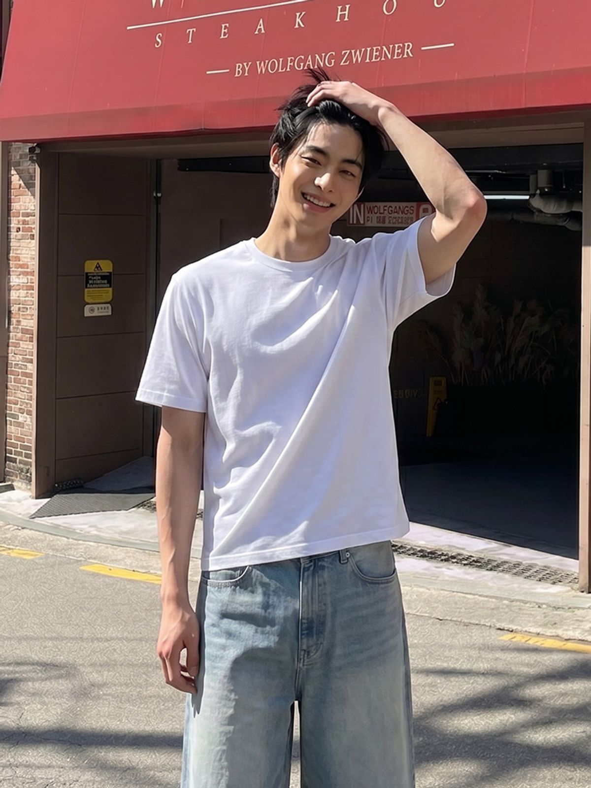 행텐(HANGTEN) 남성 코튼 라운드넥 크롭 반팔 티셔츠_003(10570-031-492-69)