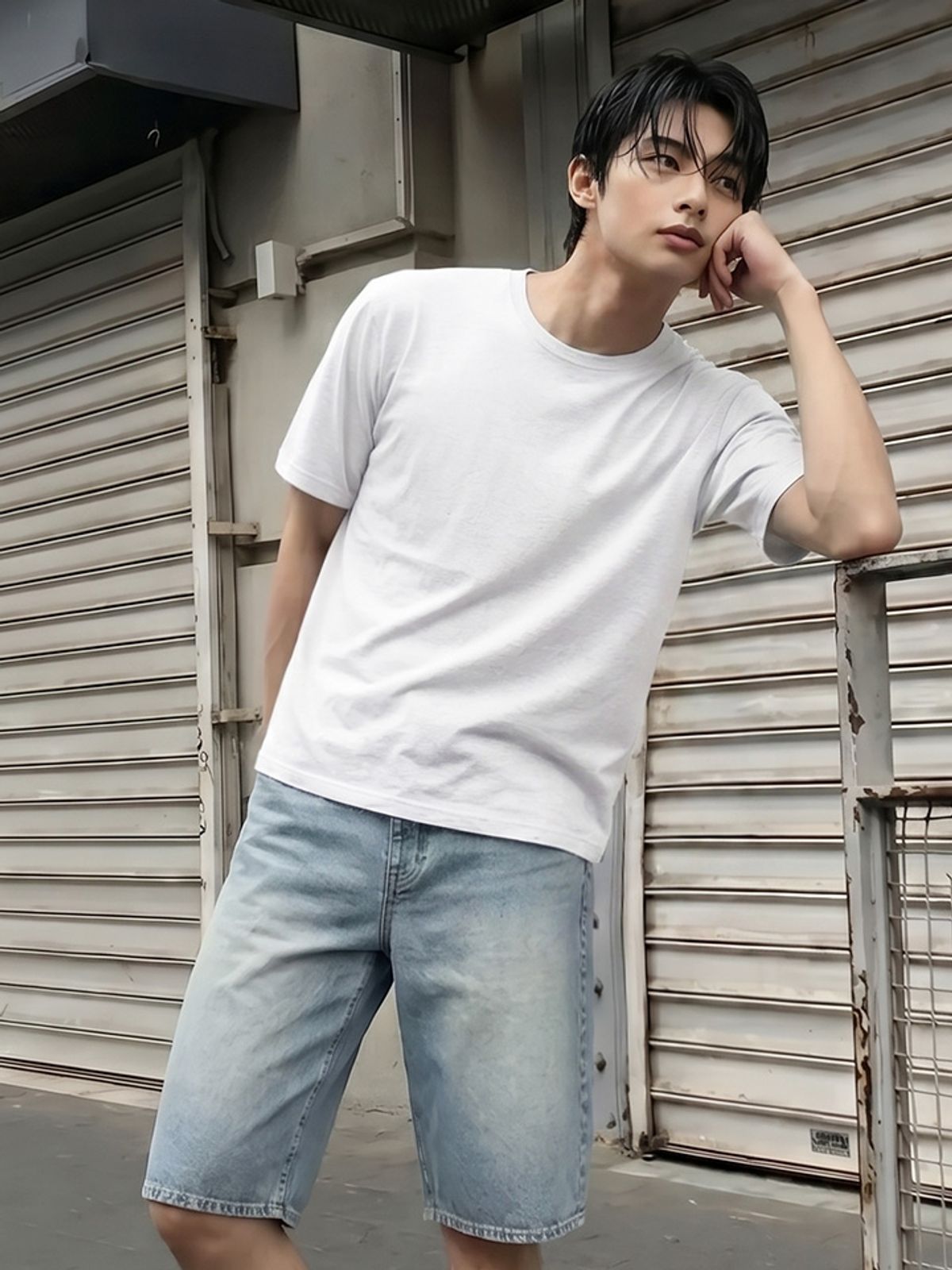 행텐(HANGTEN) 남성 코튼 라운드넥 크롭 반팔 티셔츠_003(10570-031-492-69)