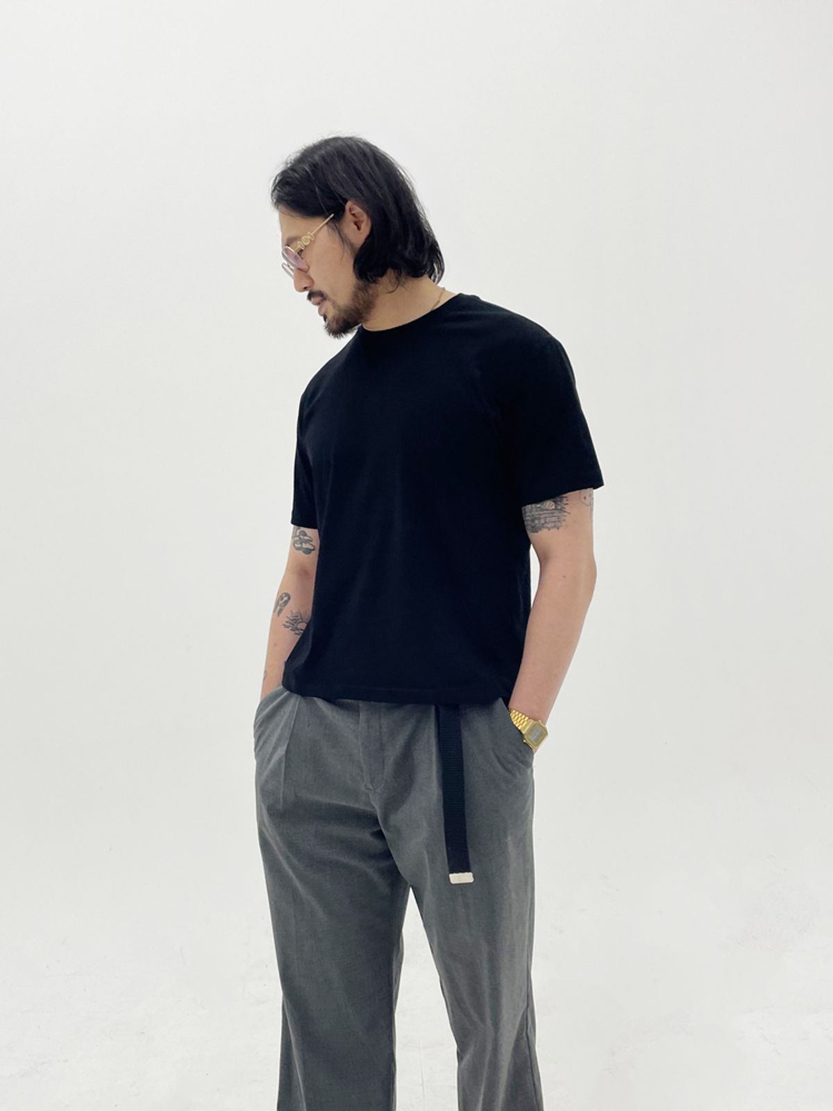 행텐(HANGTEN) 남성 코튼 라운드넥 크롭 반팔 티셔츠_100(10570-031-492-69)