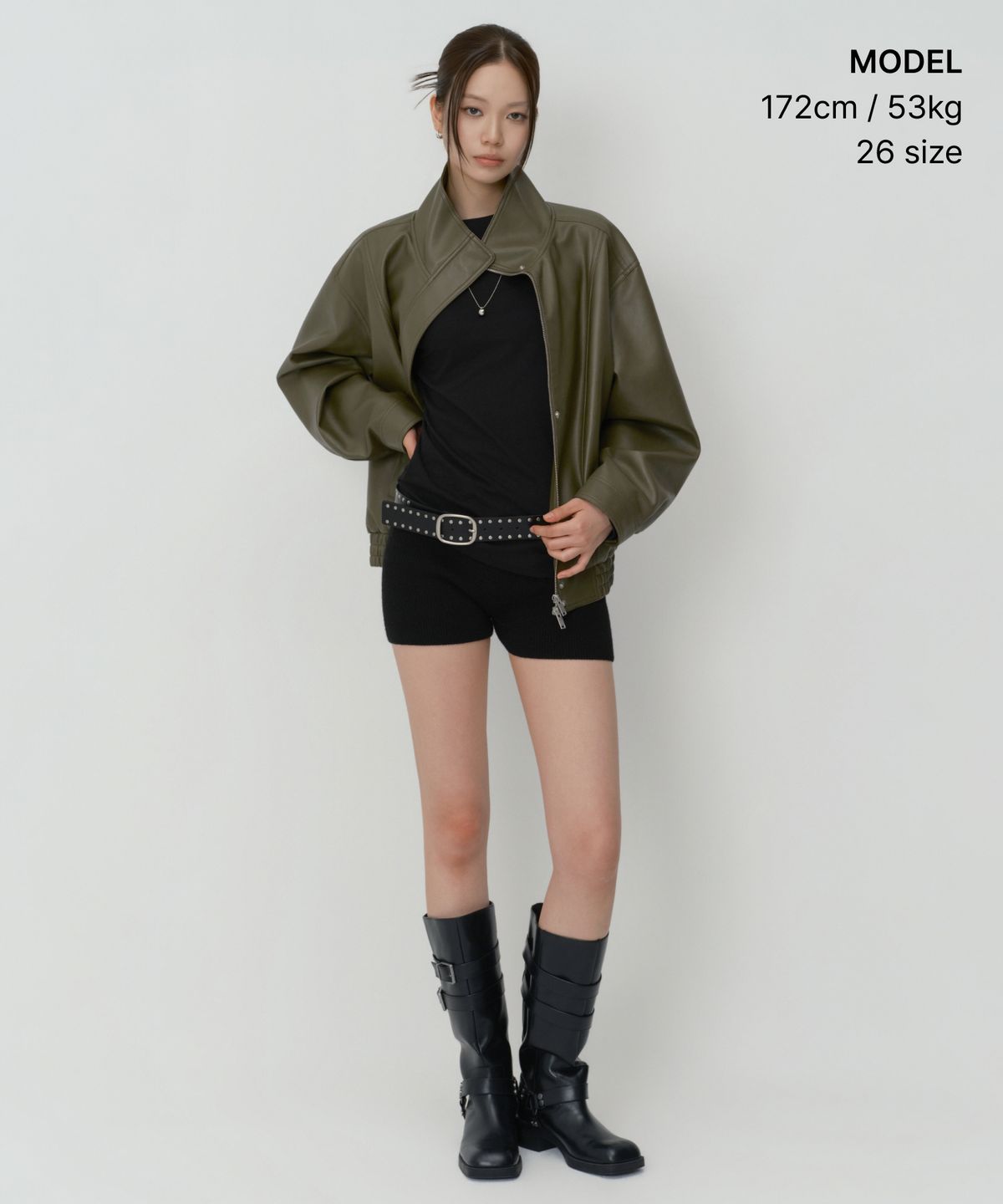 무신사 스탠다드 우먼(MUSINSA STANDARD WOMAN) 우먼즈 신세틱 레더 더블 로우 스터드 벨트_40mm