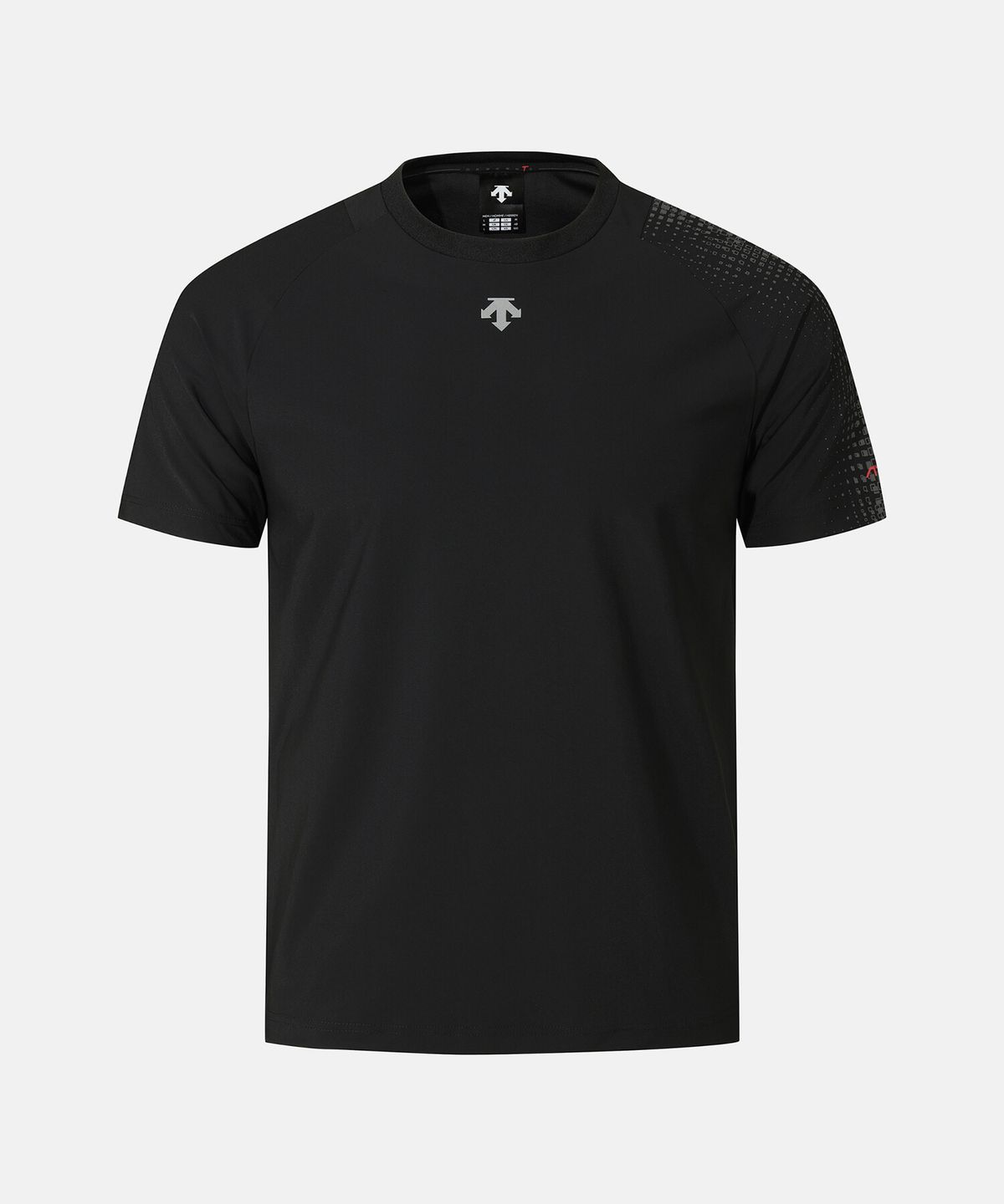 데상트(DESCENTE) 남성 쿨링 트리코트 그래픽 반팔 티셔츠 블랙 SR311TTS76