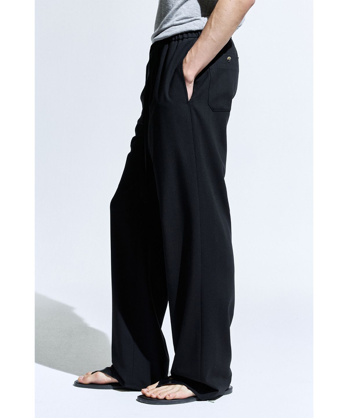 세비지(SAVAGE) String Dinner Trousers - Black