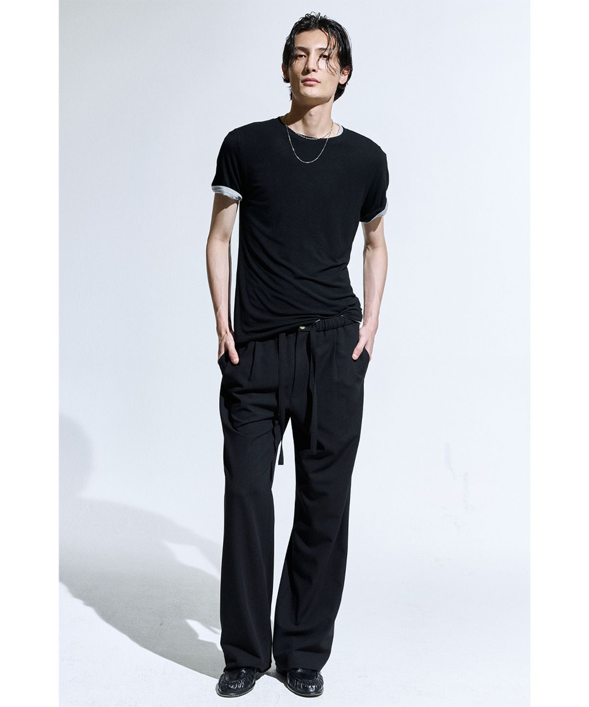 세비지(SAVAGE) String Dinner Trousers - Black