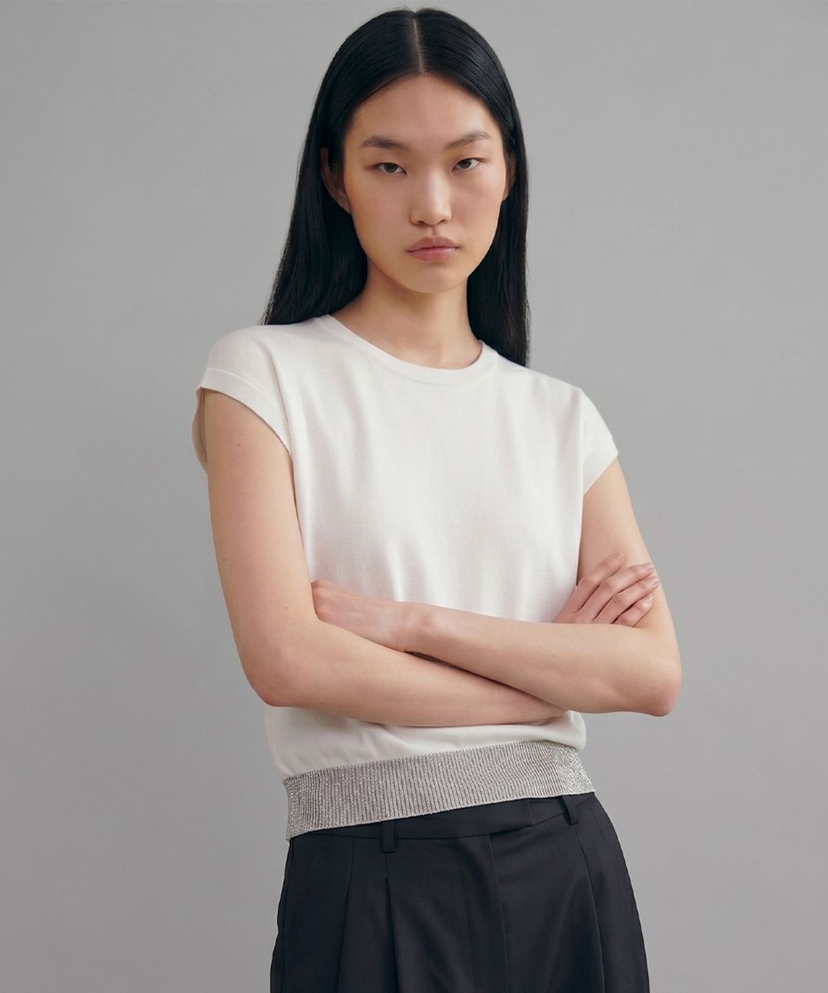 킴도(KIMDOH) Arlo Ribbed Round Cap Top Ivory