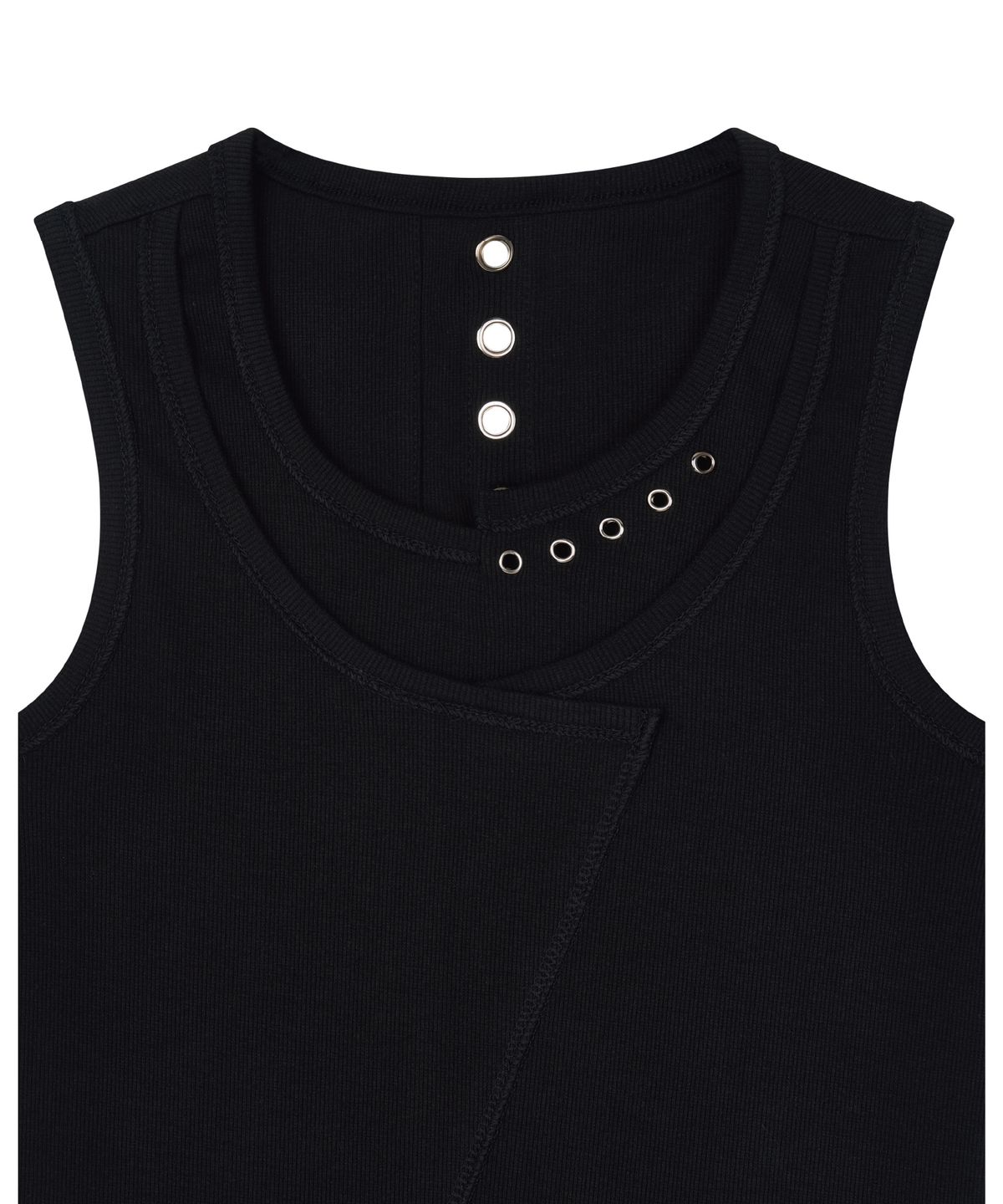 하프앤하프(HALF AND HALF) Asymmetrical Layered Sleeveless Top (eyelet)